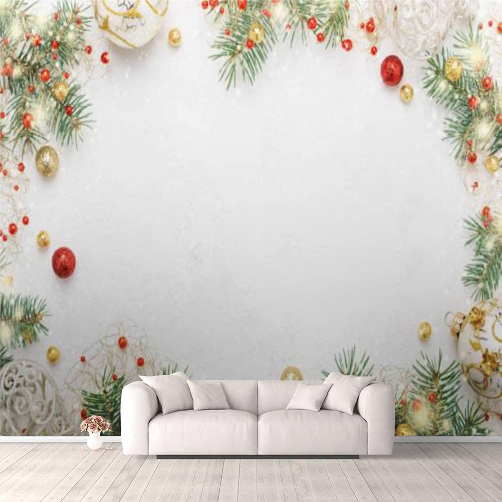 3D Christmas Wallpaper - Red and Gold Spruce Tree Holiday Decor, Self-Adhesive Peel & Stick Wall Mural for Bedroom, Living Room, Dorm - Perfect for Christmas Home Decor, Ceiling & Wardrobe Stickers | Festive Seasonal Background for Walls
