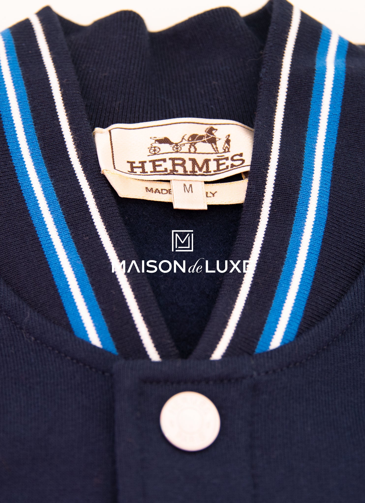 Hermes Men's Blue Teddy Varsity Jacket - Premium Cotton Bomber Jacket for Men | Casual Wear, Street Style & Fall Fashion Outerwear