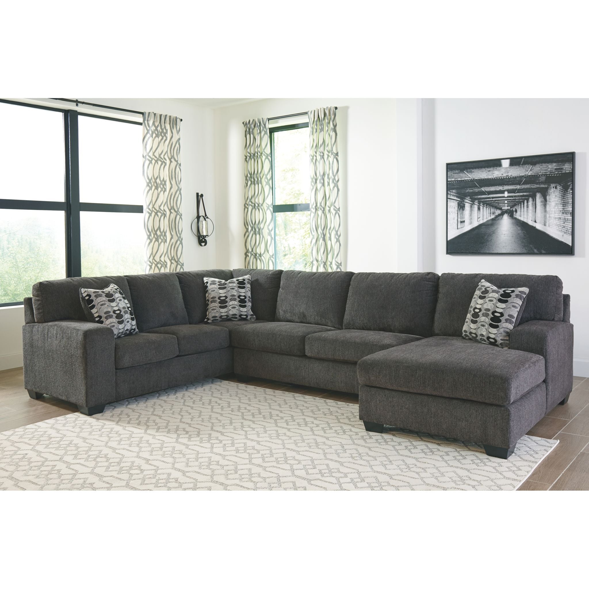 Ballinasloe 3-Piece Sectional Sofa with Chaise Lounge | Modern L-Shaped Couch for Living Room, Family Room & Apartment | Comfortable Fabric Sectional with Reversible Chaise
