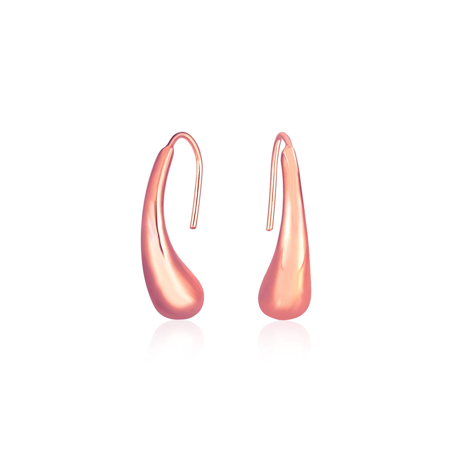 14K Rose Gold Puffed Teardrop Earrings for Women - Elegant Dangle Drop Earrings for Wedding, Party & Special Occasions