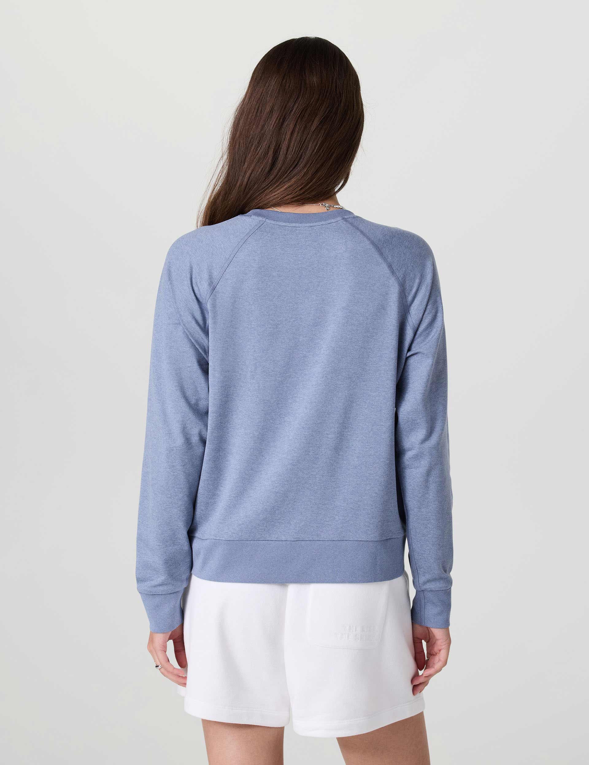 Long Sleeve Halo Crew Sweatshirt - Blue Heron Heather Color | Cozy Casual Wear for Women | Perfect for Fall & Winter Outfits, Lounge Wear, and Layering