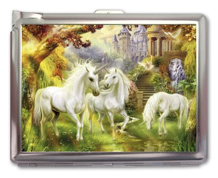 Unicorn Cigarette Case with Lighter & Wallet Card Holder - Stylish Accessory for Smoking, Business Cards & Everyday Essentials | Perfect for Parties, Gifts & Night Out