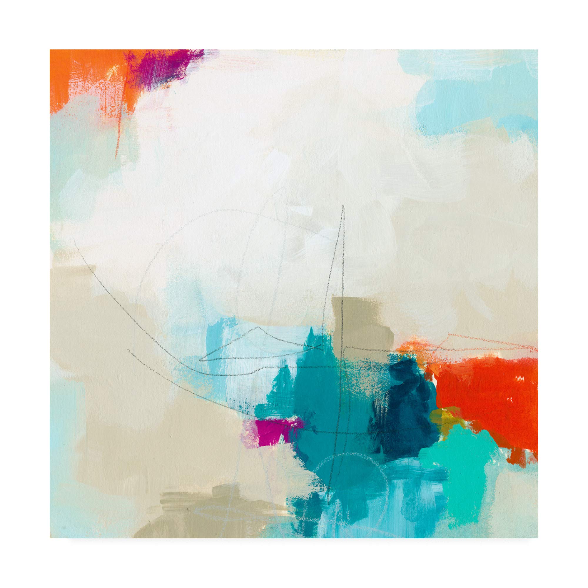 Trademark Fine Art Atmospheric IV by June Erica Vess - 18x18 Inch Canvas Wall Art - Modern Abstract Painting for Living Room, Bedroom & Office Decor