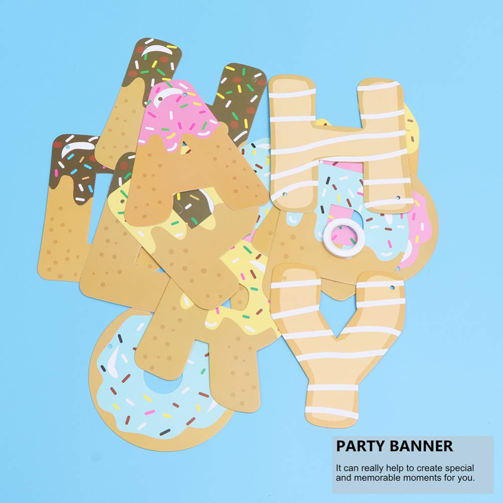 Bestoyard 2-Pack Donut Birthday Garland - Happy Birthday Bunting Banner for Kids Party, Baby Shower & Tea Party Decorations - Perfect for Wall Decor, Dessert Table & Photo Backdrop