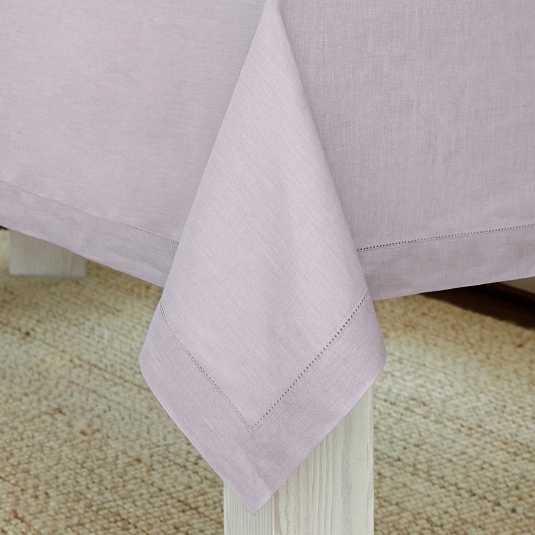 Elegant Classic Hemstitch Tablecloth - Premium Cotton Linen Dining Table Cover for Formal Dinners & Special Occasions