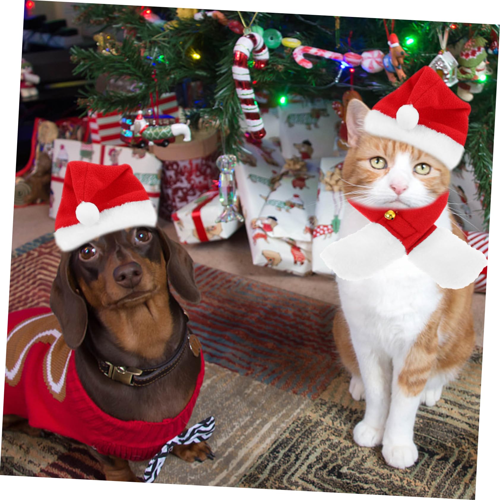 Balacoo Pet Reindeer Hat & Scarf Set for Cats & Dogs - Christmas Costume & Winter Wear