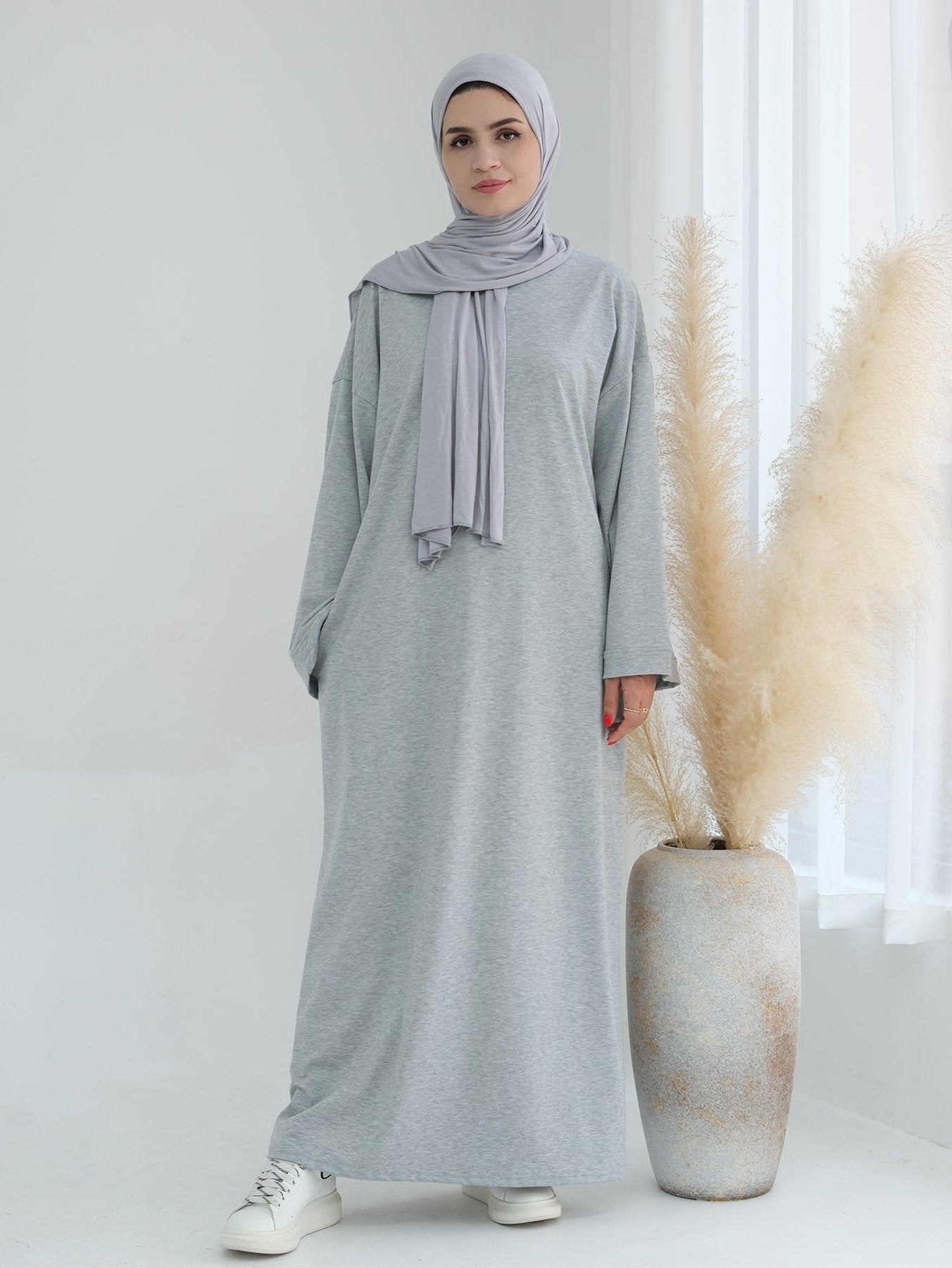 Ava Knit Maxi Dress for Women - Soft Stretchy Gray Long Dress, Perfect for Casual Wear, Date Night & Summer Vacations