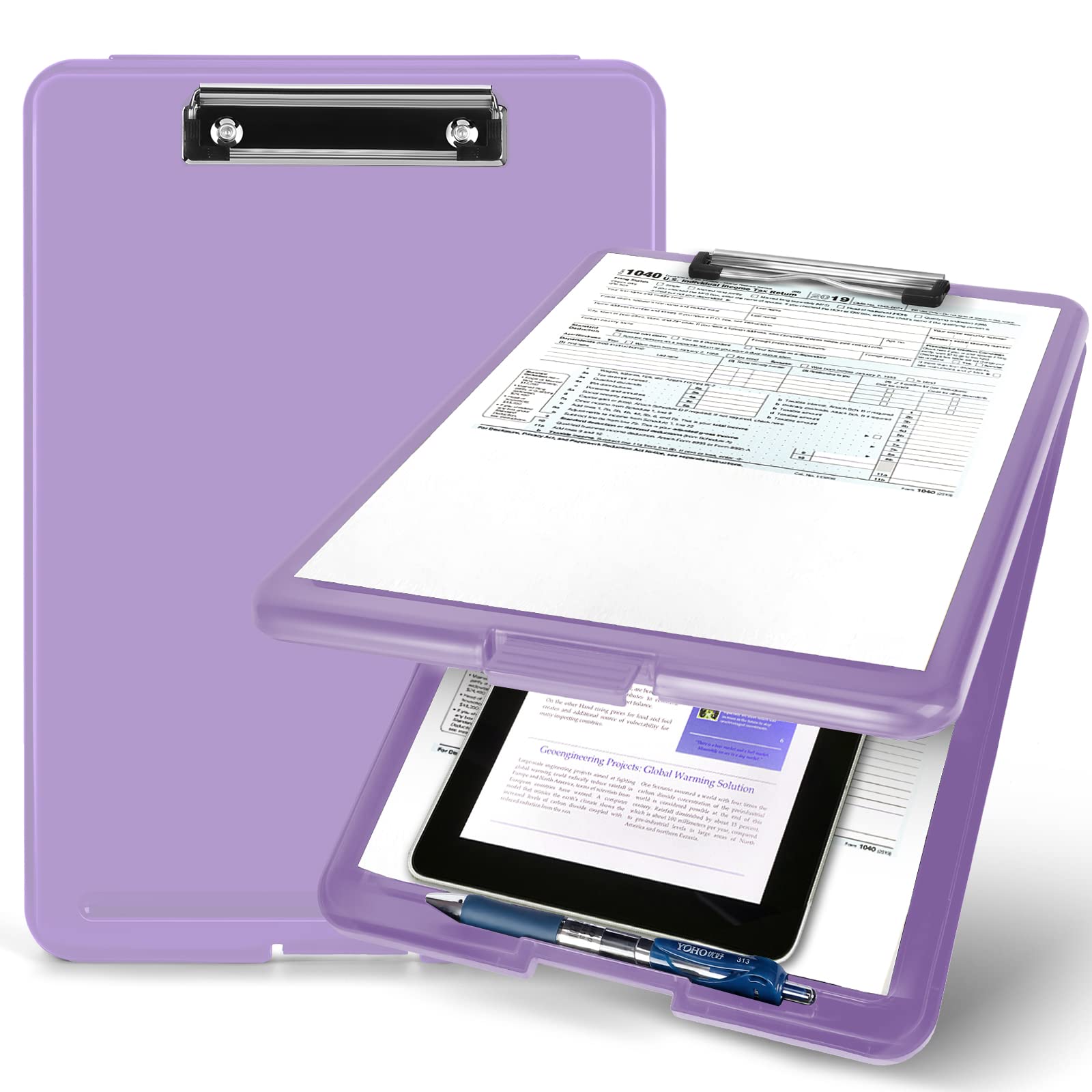 High Capacity Plastic Clipboard with Storage - Foldable Nursing Clipboard for Medical & Office Use (9.5