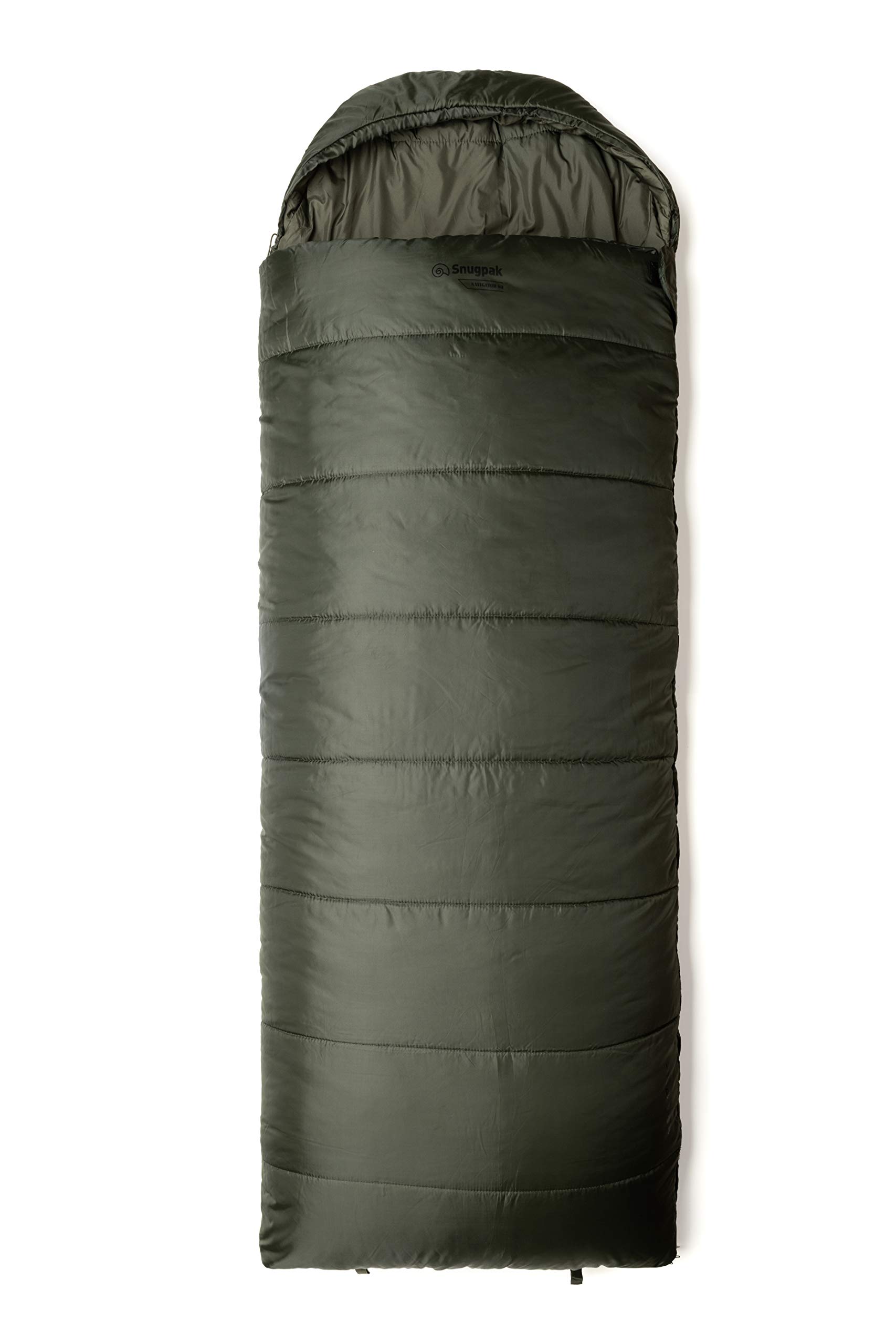 Snugpak Basecamp Ops Navigator Sleeping Bag - Lightweight & Compact with Compression Stuff Sack, Right Hand Zip, Olive Green - Perfect for Camping, Hiking & Outdoor Adventures