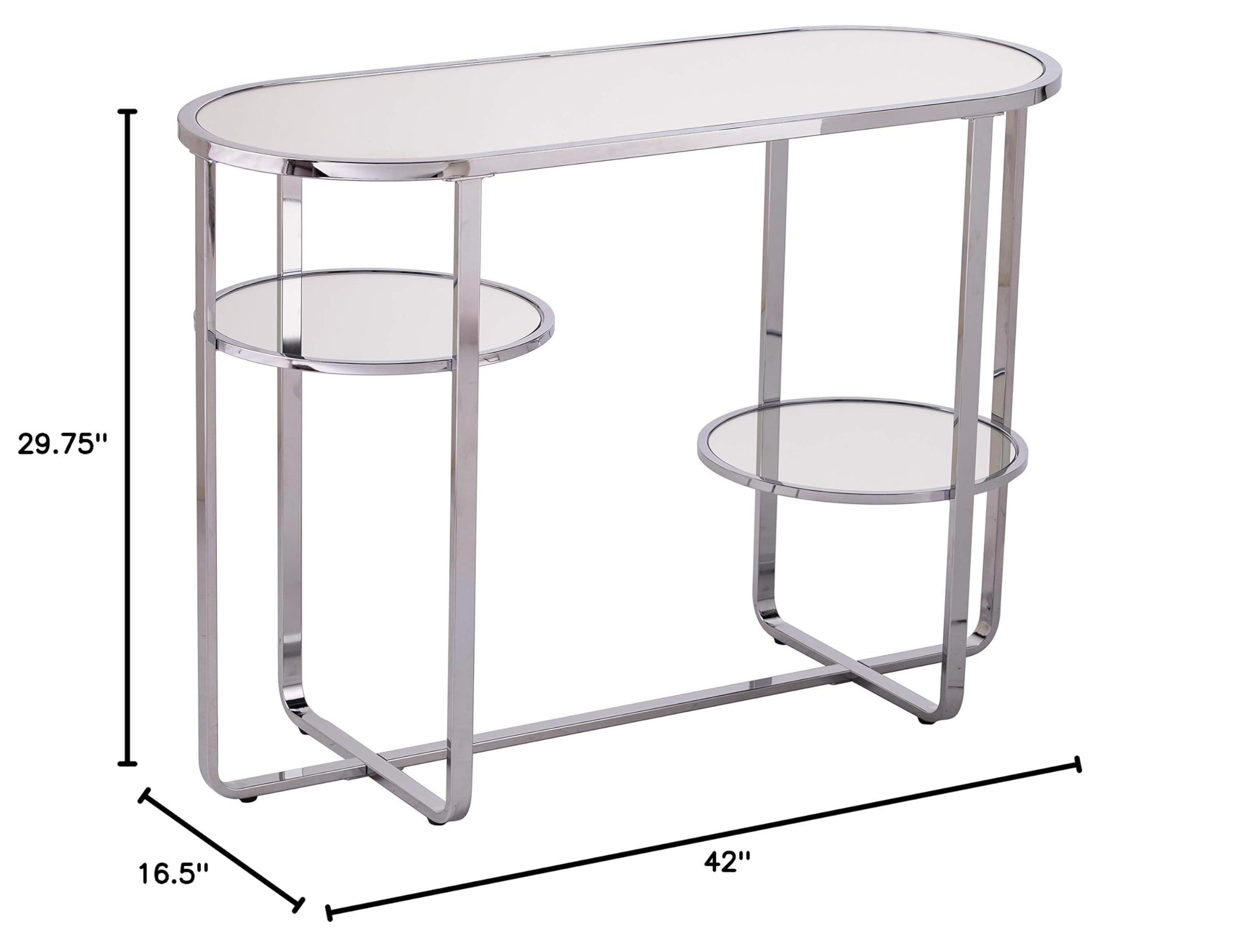 SEI Furniture Maxina Console Table - Polished Chrome Finish, Modern Entryway Table for Hallway, Living Room & Foyer Decor