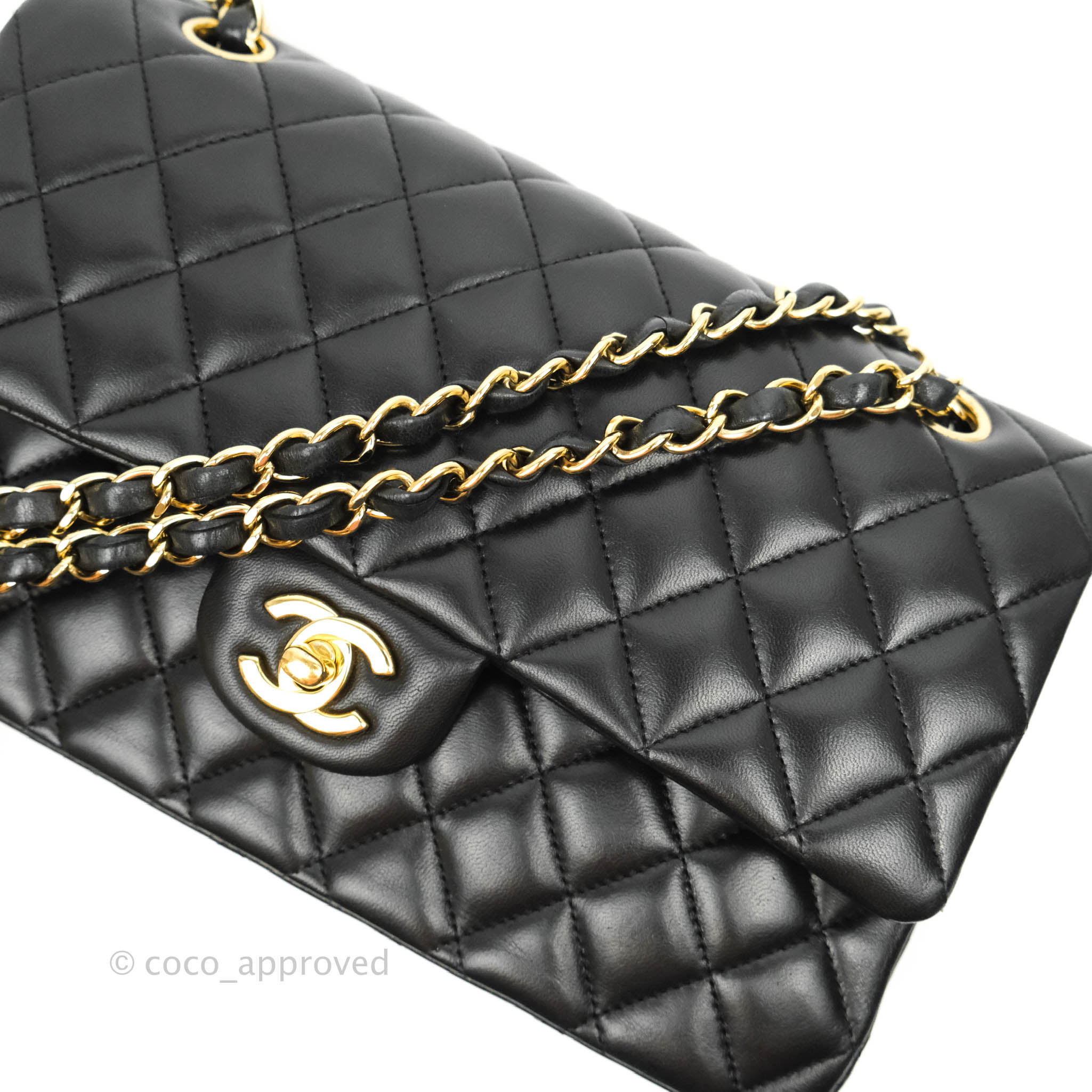 Chanel Classic Medium Double Flap Bag - Black Lambskin Leather with Gold Hardware | Luxury Handbag for Women, Perfect for Work, Evening & Special Occasions