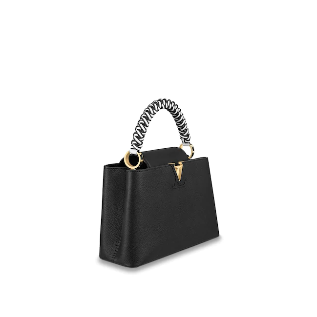 LV Capucines PM Handbag in Noir/Blanc Taurillon Leather - Luxury Designer Crossbody Bag for Women, Perfect for Work, Travel & Evening Events
