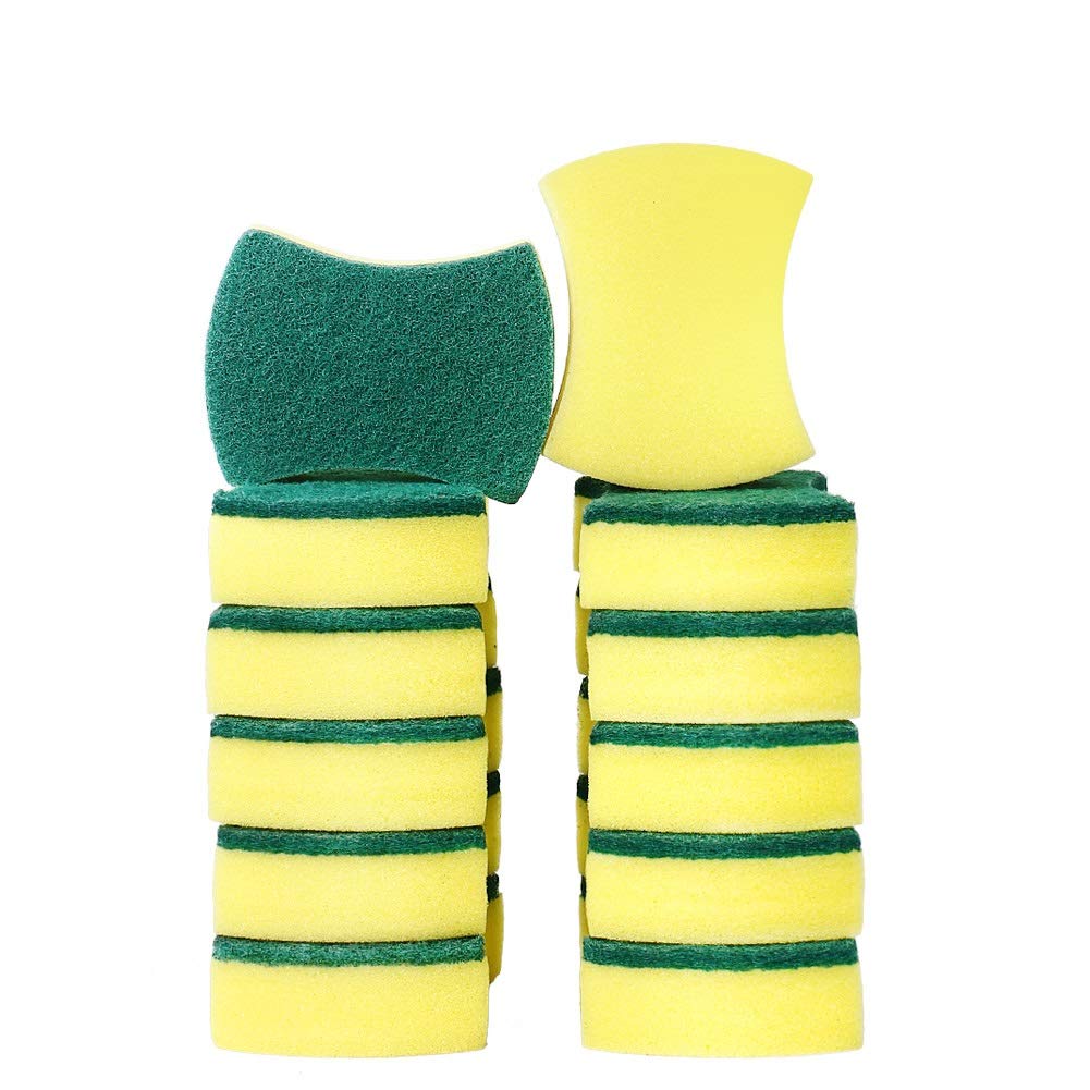 esafio 12 Pack Non-Scratch Scrub Sponges - Super Absorbent Multi-Purpose Cleaning Sponges for Kitchen, Dishes, Bathroom & Car Wash - Perfect for Tough Stains, Grease & Grime Removal