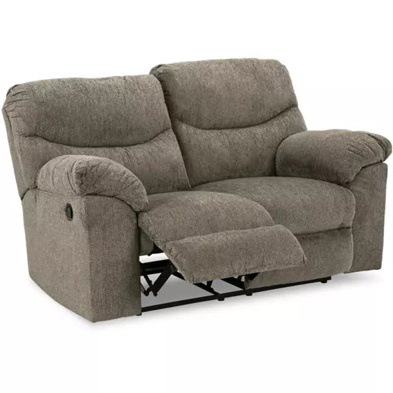 Alphons Reclining Loveseat - Modern PU Leather Recliner Sofa for Living Room, Small Space, Home Theater & Apartment - Comfortable 2-Seater with Cup Holders