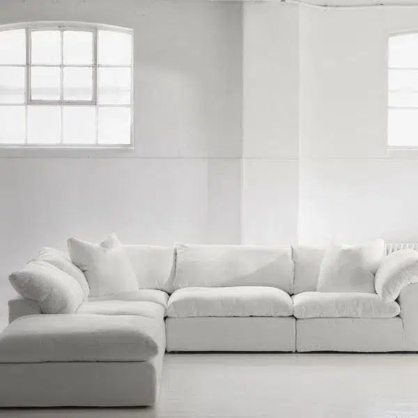5-Piece Performance Terra White Modular Sectional Sofa Set - Modern Living Room Furniture for Home & Office Comfort