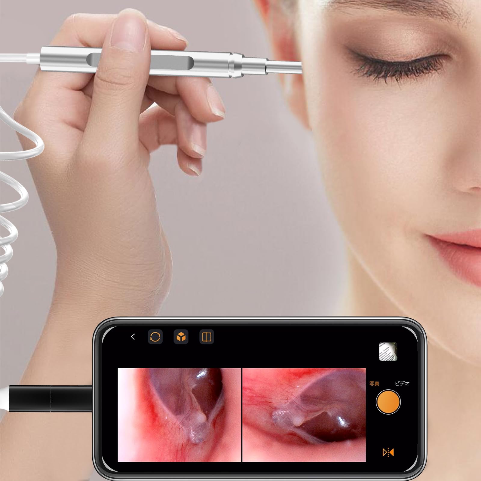 AMTORIN 1080P Ear Wax Removal Tool - No WiFi Needed, Plug & Play Otoscope for iPhone 15/Android - 3.9mm Camera with Photo/Video Function - Safe Ear Cleaner for Home Use & Kids Ear Inspection