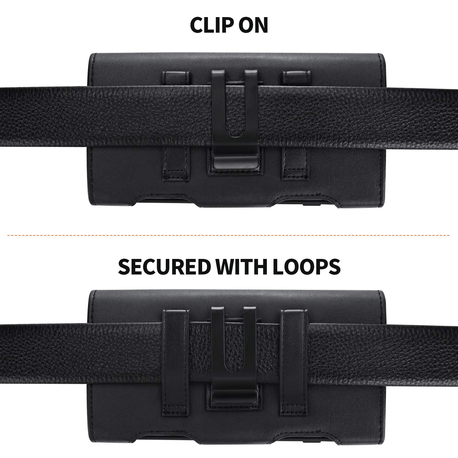 Premium Leather Holster Case for Samsung Galaxy S24 Ultra/S23 Ultra/S22 Ultra 5G & iPhone 15 Pro Max - Belt Clip Pouch with ID Card Holder - Compatible with Galaxy A14/A12/A42/Note 20 Ultra (Black) - Perfect for Work, Travel & Outdoor Activities