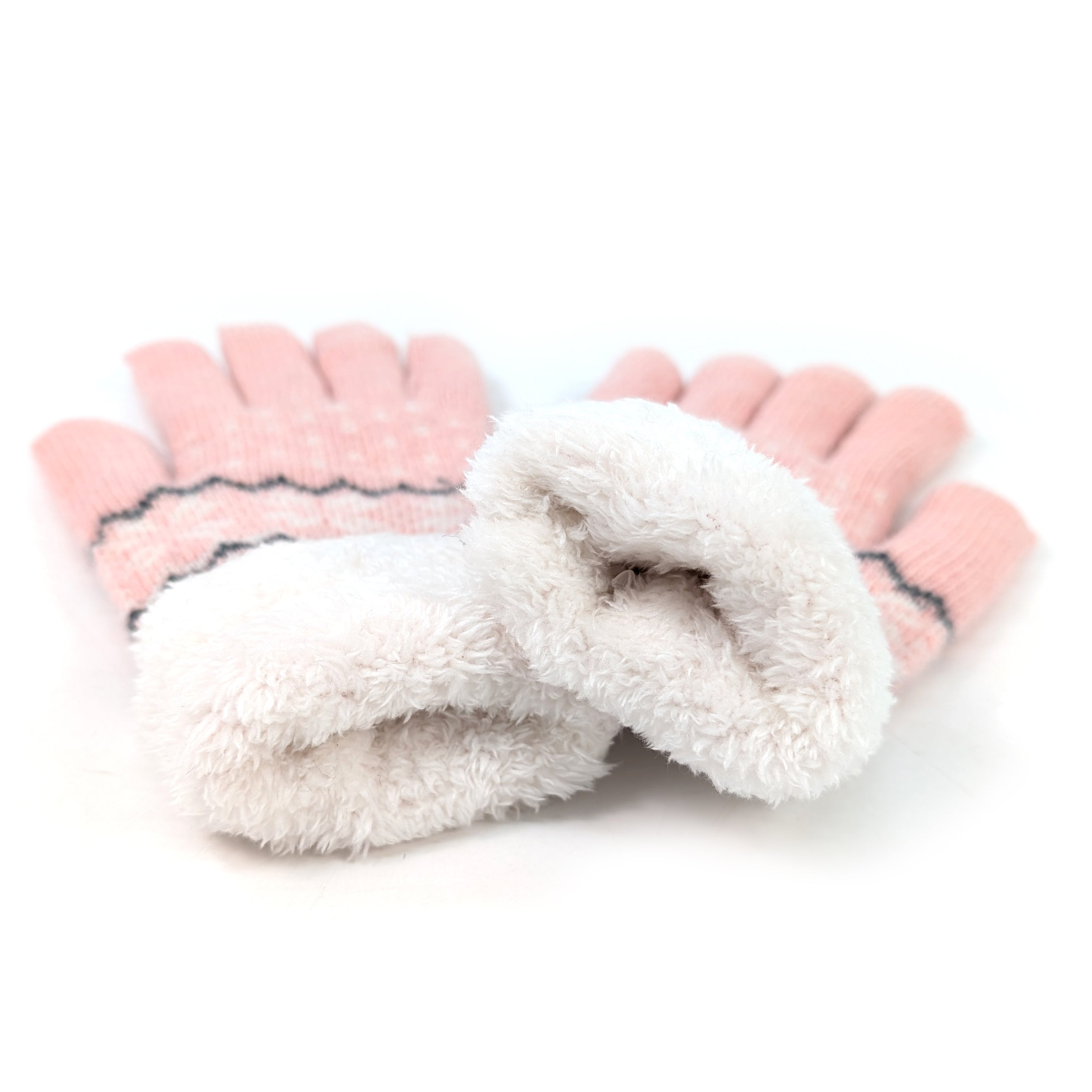 Fluffy Nordic Winter Gloves for Women - Soft Warm Knitted Mittens in Pink - Perfect for Cold Weather, Snow Activities, and Outdoor Adventures