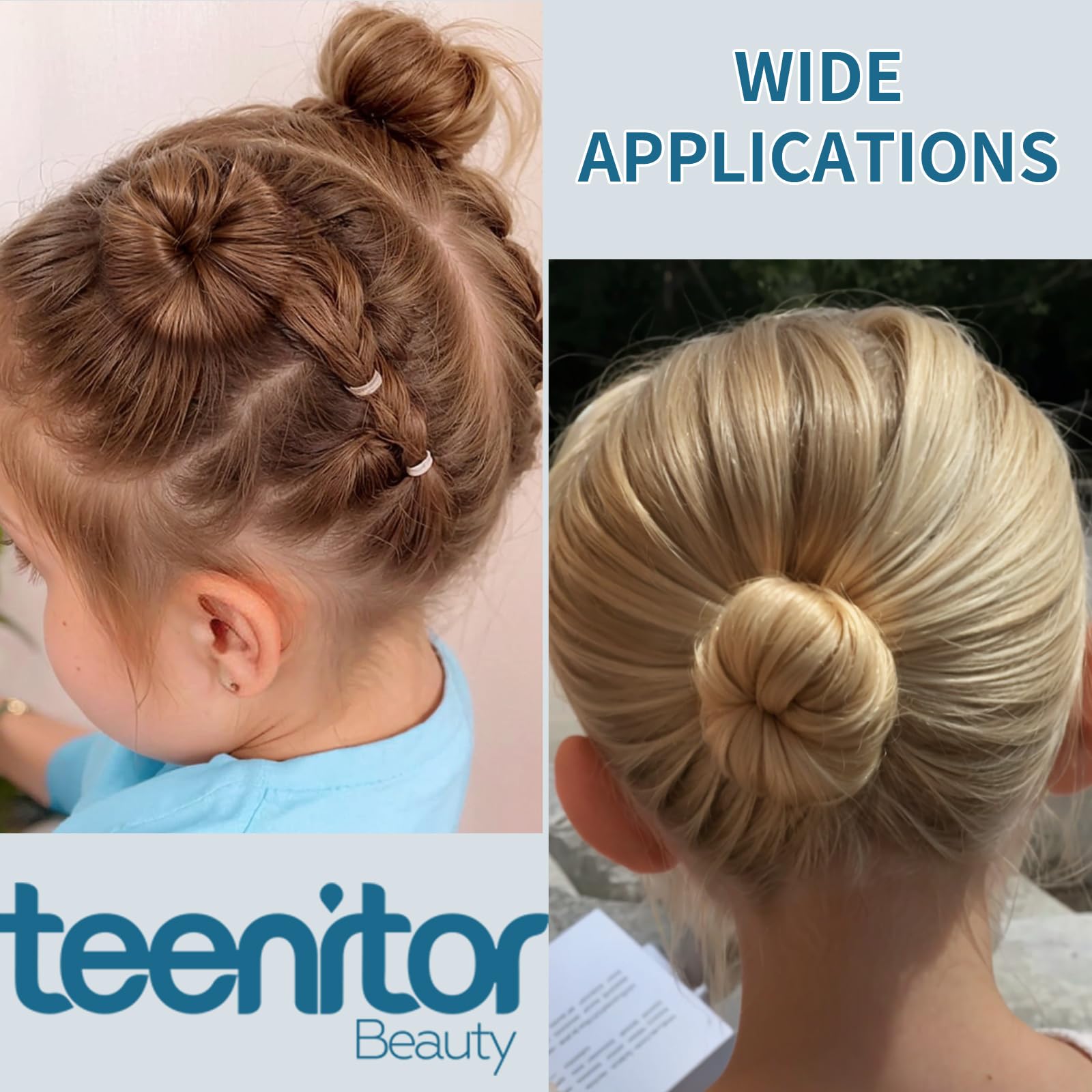 Teenitor Small Donut Hair Bun Maker Set - 4 Color Hair Donut Buns for Kids & Teens with 5 Elastic Bands & 20 Hair Pins | Perfect for School, Parties & Everyday Hairstyles