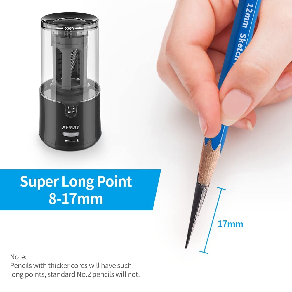 AFMAT Automatic Pencil Sharpener for Colored Pencils - Hands-free & Portable for School, Office