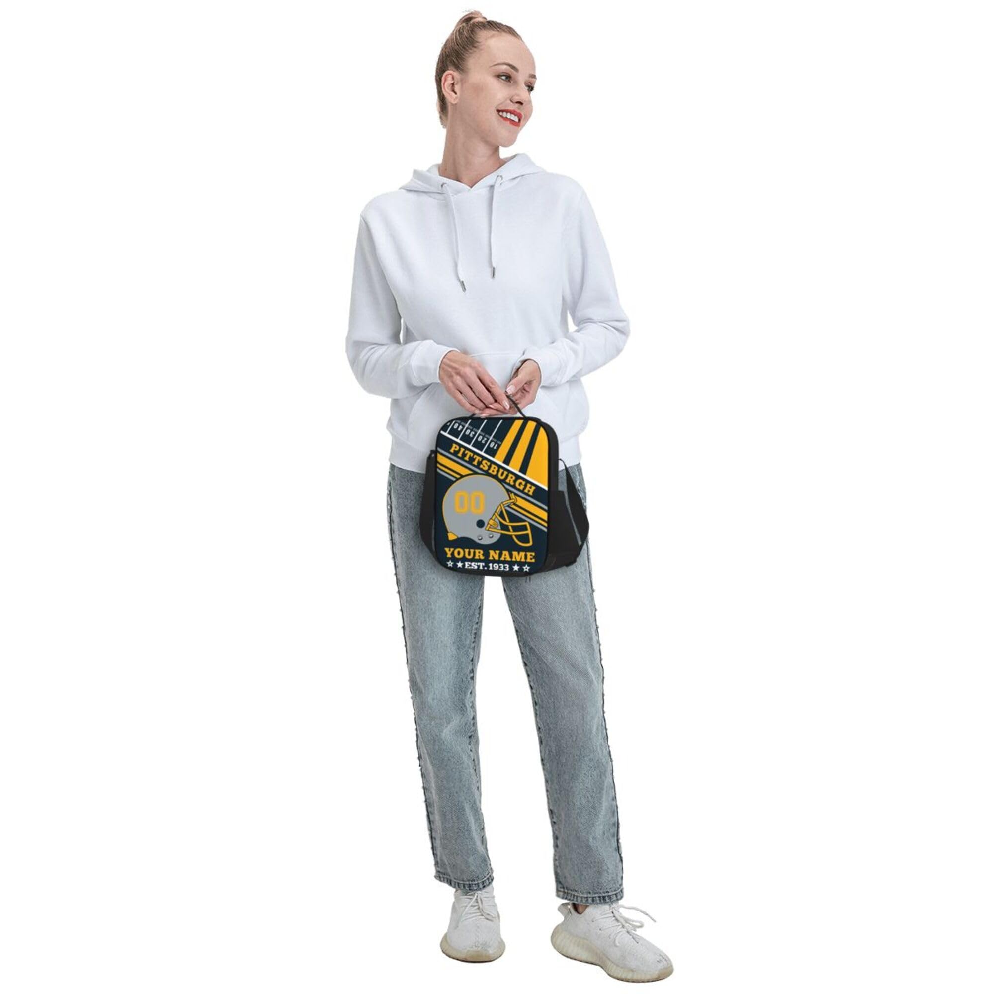 Personalized Football Lunch Box - Custom Insulated Lunch Tote Bag for Football Fans | Great Gift for Office, Work, Picnic, Beach & Game Day Tailgating