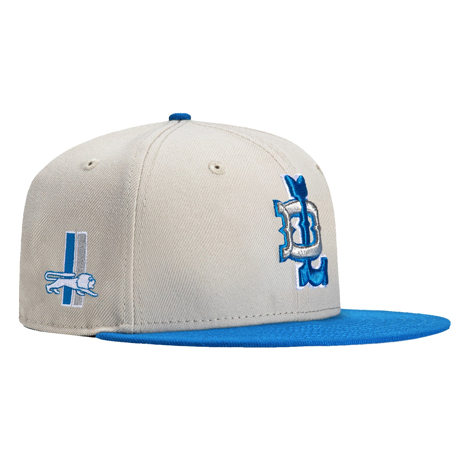 New Era 59Fifty Detroit Lions Logo Patch Snapback Hat - Light Blue Stone Dome Cap for Men & Women | Game Day, Streetwear, Sports Fan Fashion