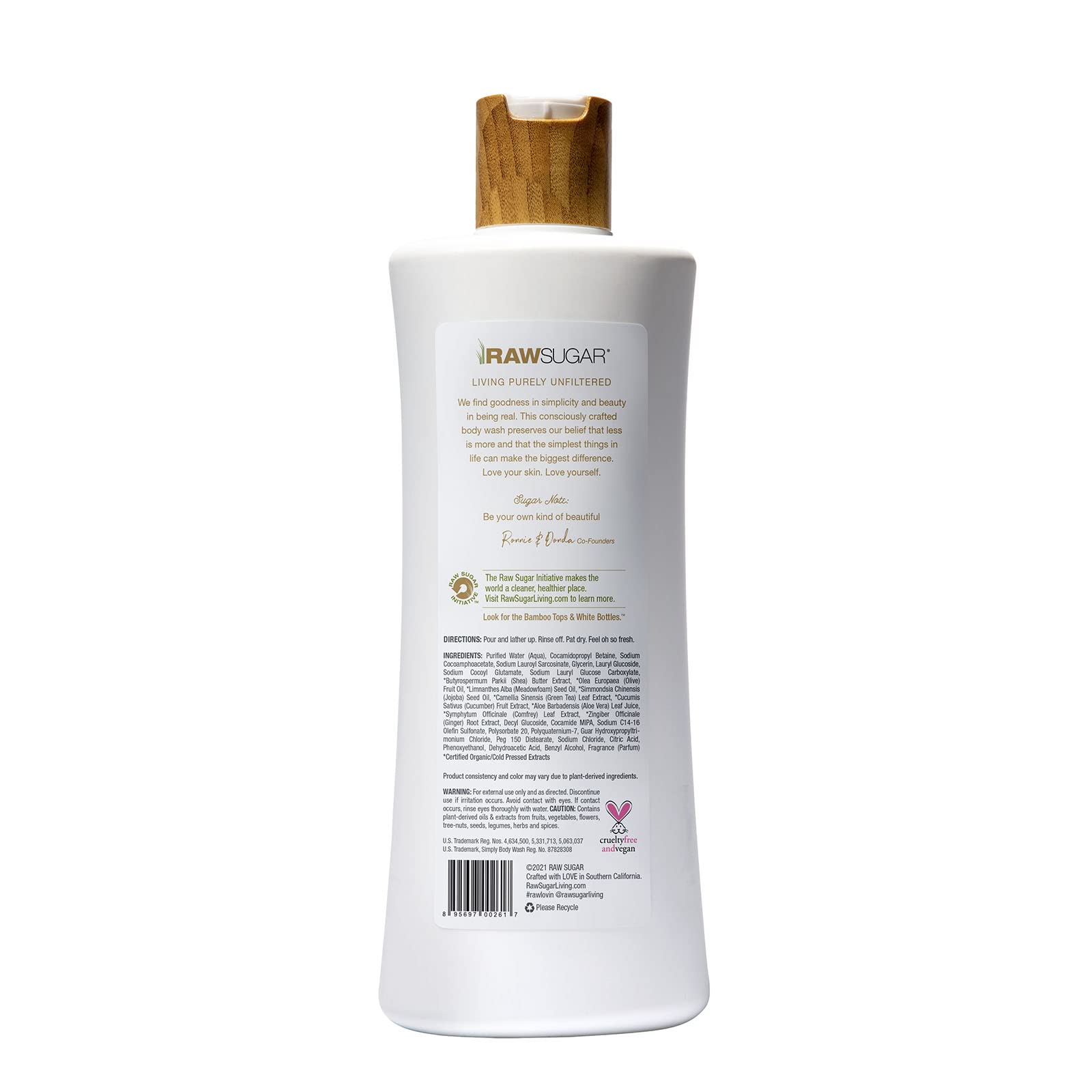RAW SUGAR Simply Body Wash - 25 Fl Oz, Sulfate & Paraben Free, Green Tea Cucumber Aloe Vera Formula - Hydrating & Refreshing Bath Soap for Sensitive Skin - Perfect for Daily Shower & Spa Relaxation at Home