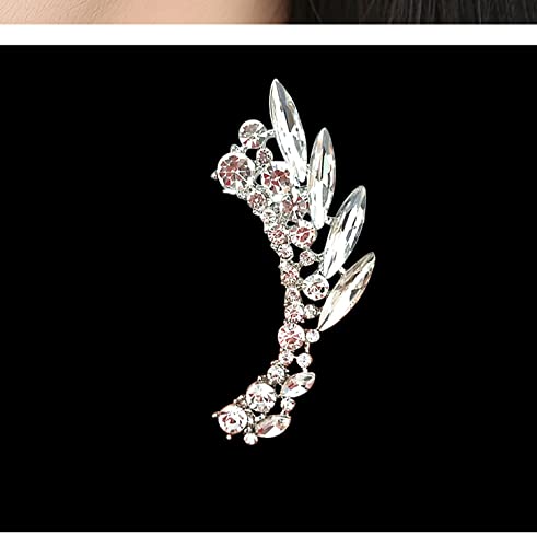 Silver Angel Wings Ear Cuff Earrings - Crystal Crawler Climber Ear Cuffs for Women | Christmas Gifts, Birthday Presents | Perfect for Parties, Weddings & Special Occasions