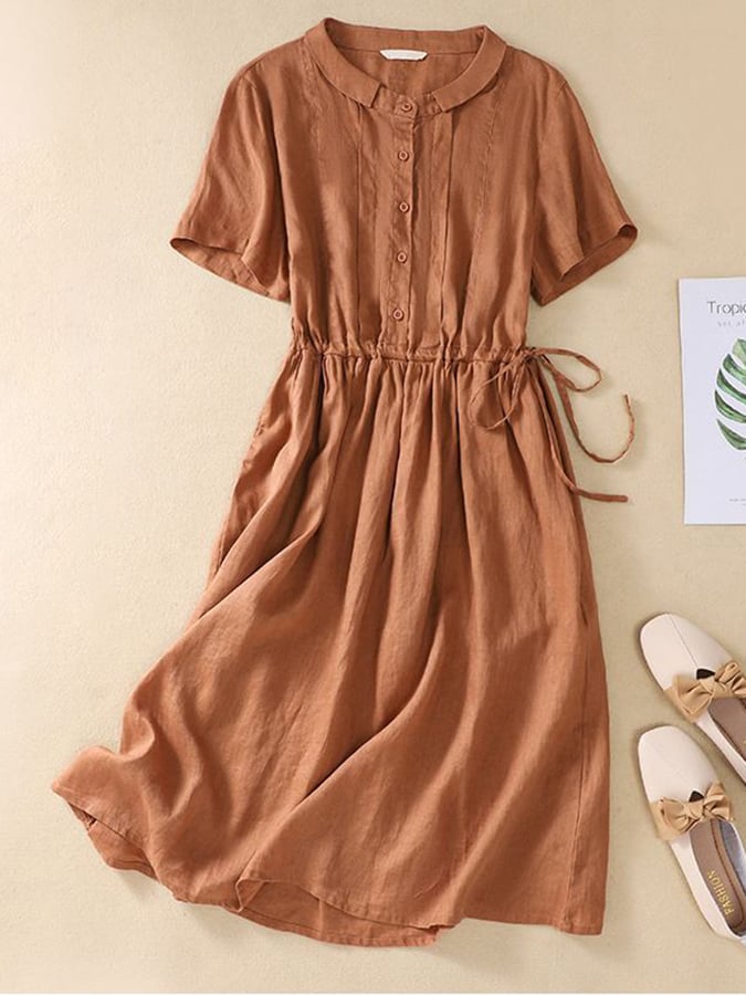 Lovevop Women's Cotton Linen Wrap Dress with Tie Waist - Casual Summer Sundress for Beach, Vacation & Everyday Wear