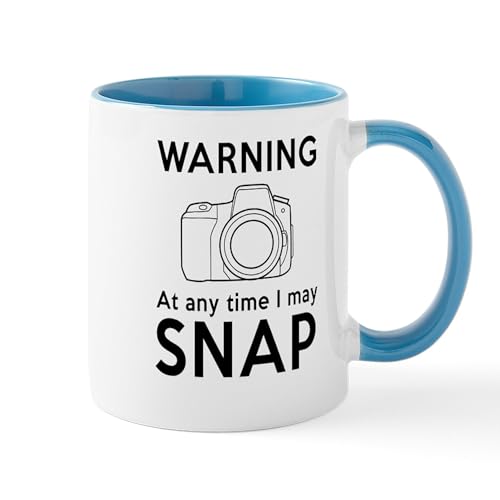White/Blue Inside - Warning May Snap Photographer Mugs