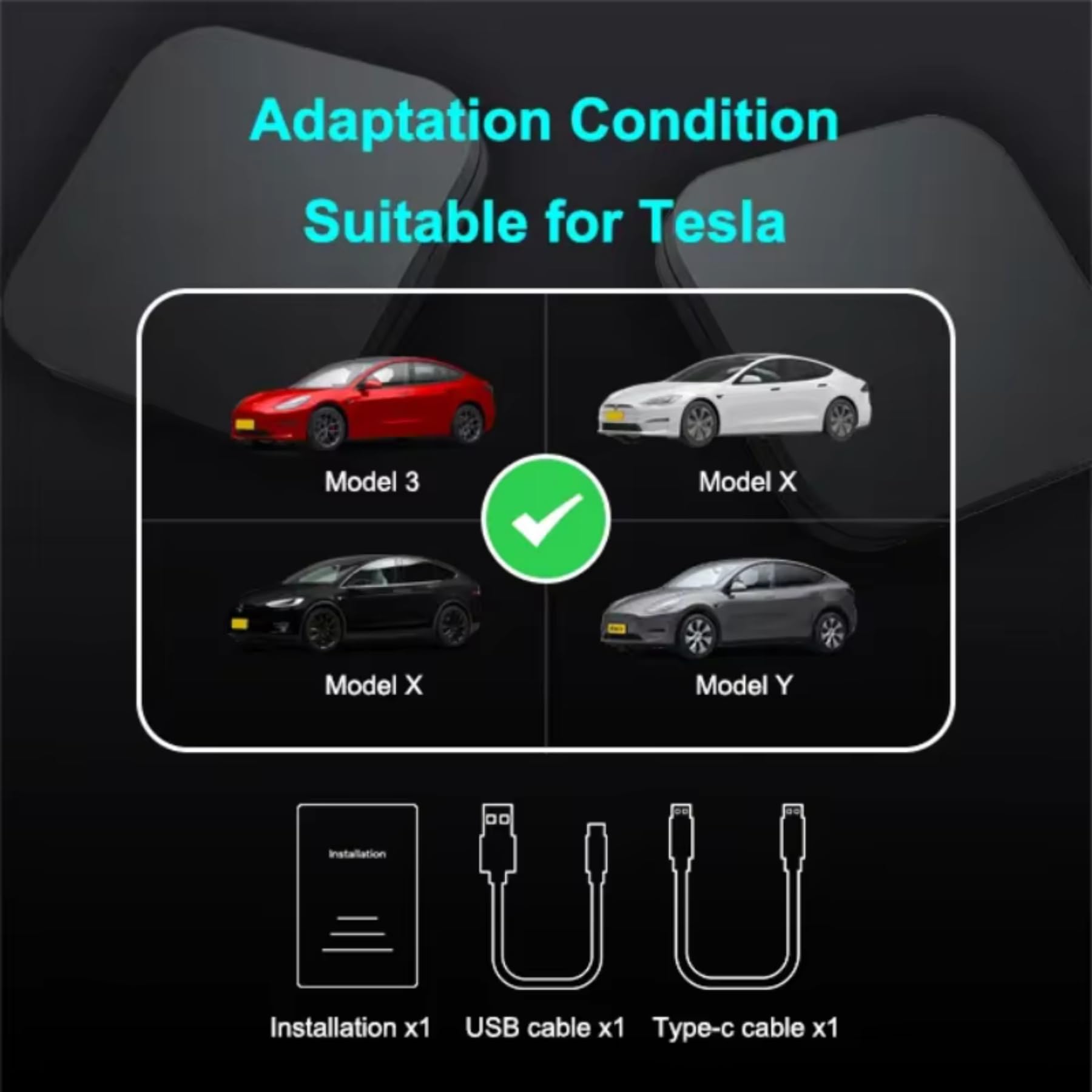 Wireless CarPlay Android Auto AI Box 4+64GB - GPS WiFi Bluetooth Adapter for Tesla Model 3/Y/S/X (2018-2023) - Upgrade OEM Wired CarPlay to Wireless - Built-in Android Auto & CarPlay Support - Perfect for Streaming Music, Navigation & Hands-Free Calling While Driving