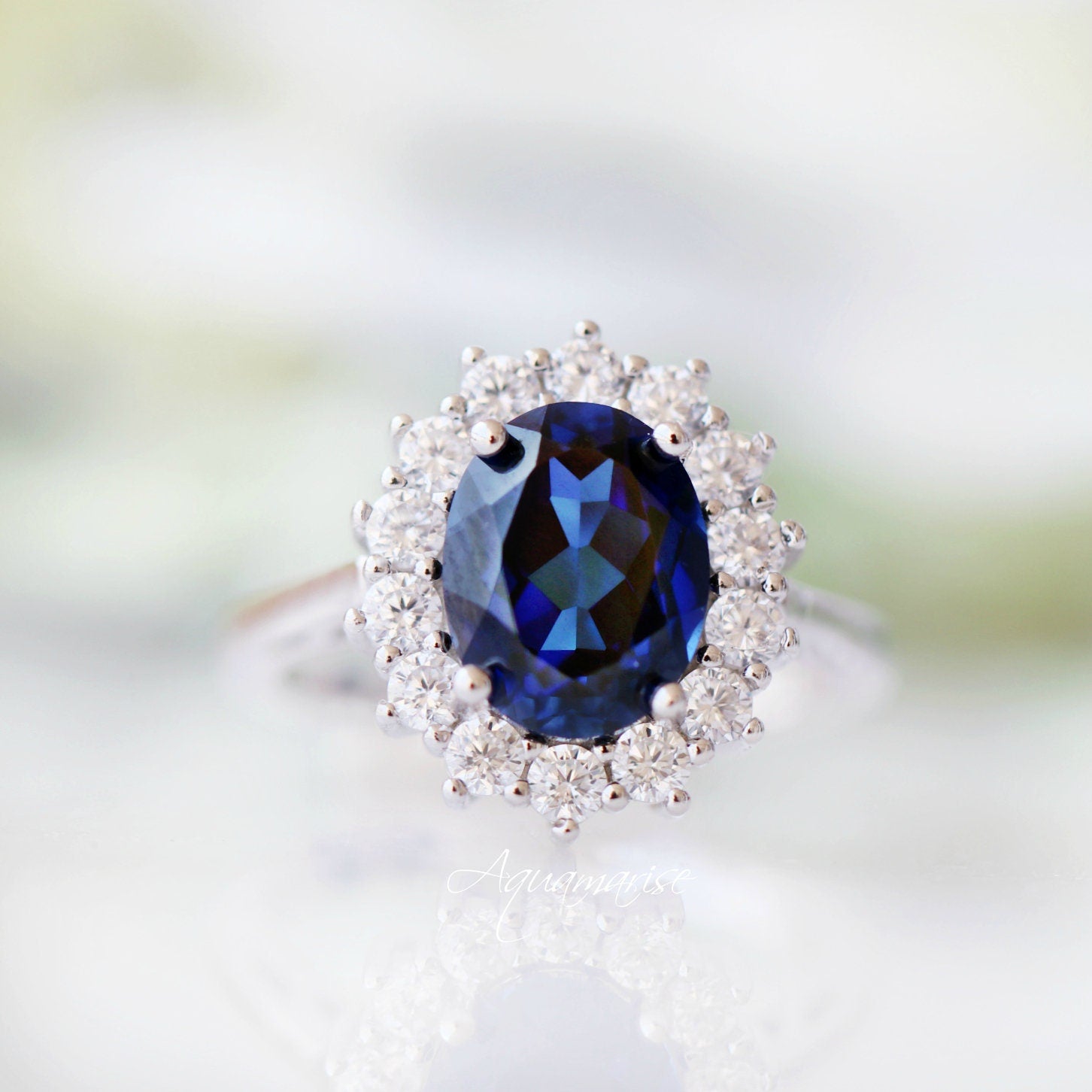 Diana Sapphire Ring Sterling Silver - Elegant Blue Gemstone Jewelry for Women, Perfect for Engagement, Wedding, Anniversary & Special Occasions