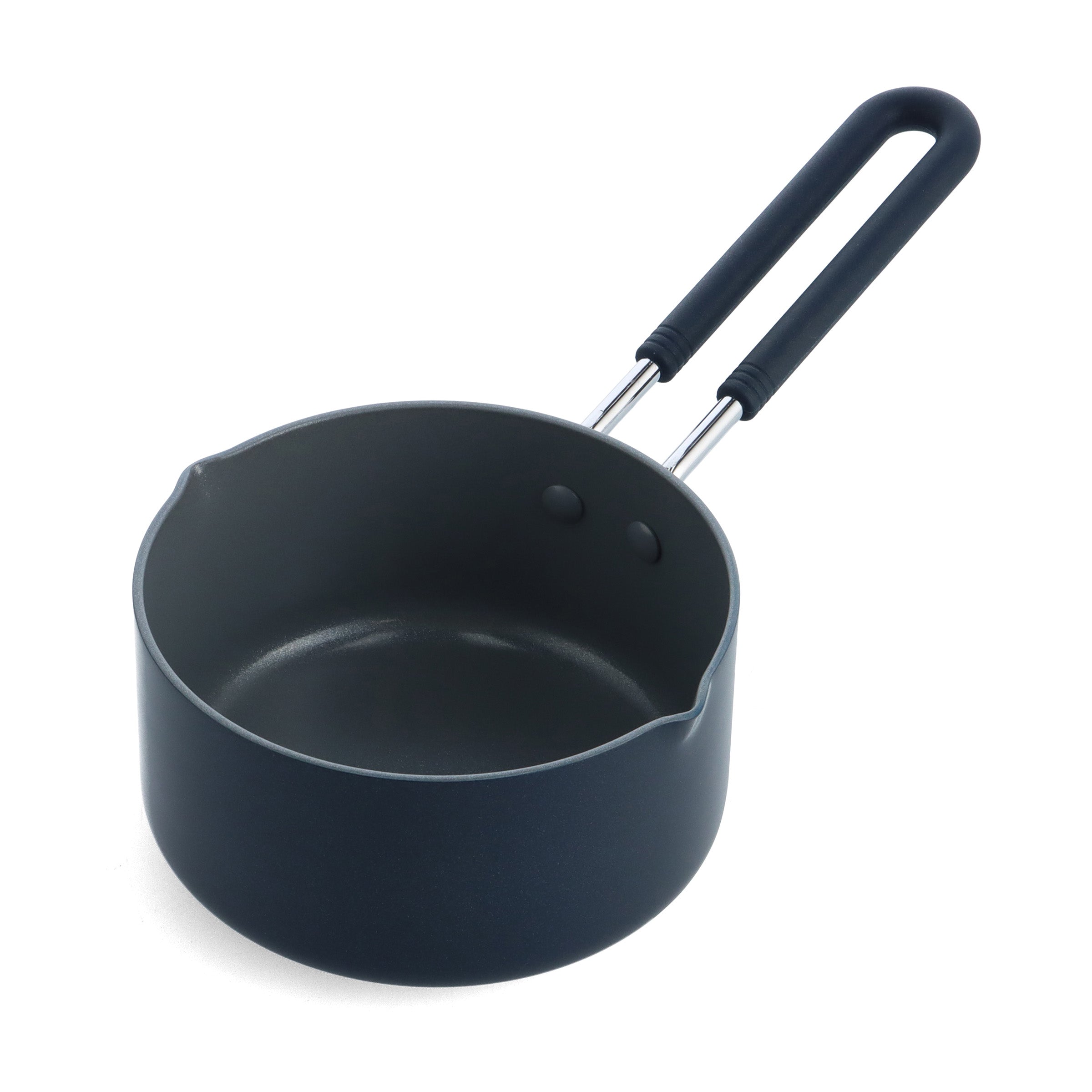 Mini Ceramic Nonstick 1 Quart Saucepan with Lid - Navy Blue Small Cooking Pot for Sauce, Soup & Milk - Perfect for Stovetop, Induction & Camping
