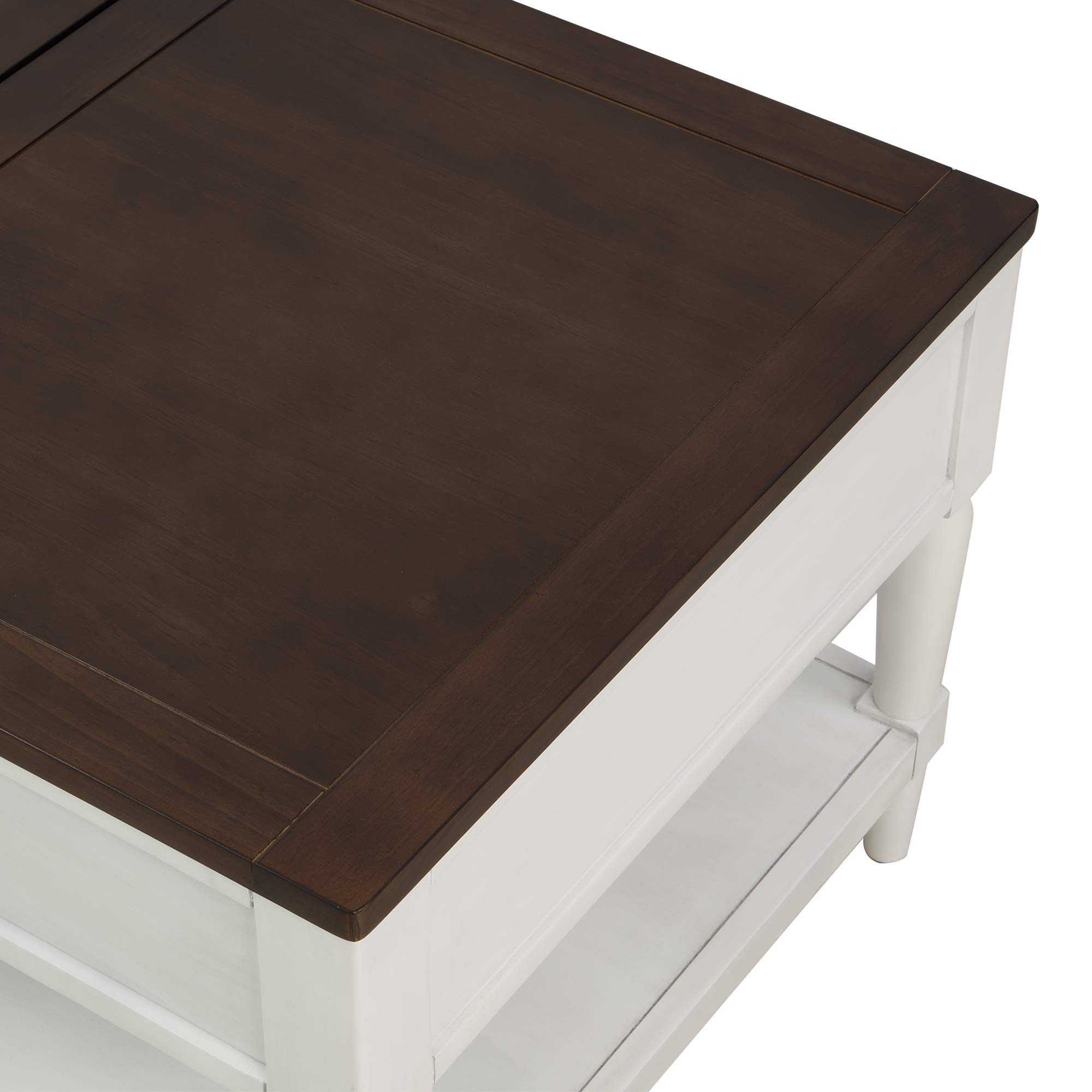 Lift Top Coffee Table with Drawer and Shelf - Solid Wood Modern End Table for Living Room, Home Office - White & Brown - Perfect for Small Spaces, Storage & Stylish Decor