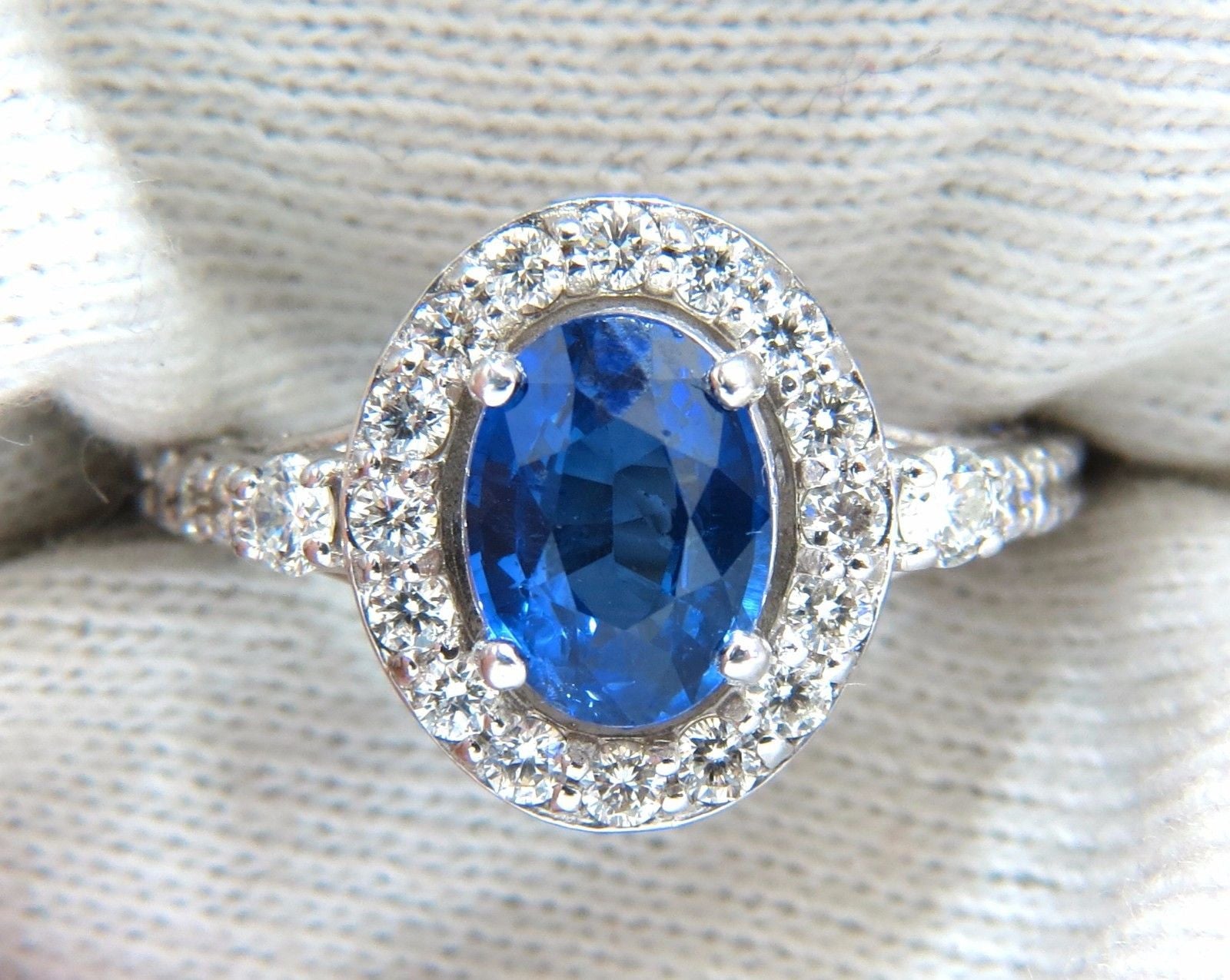 GIA Certified 3.38 Carat Natural Royal Blue Sapphire Ring with Halo Cluster - Perfect for Engagement, Anniversary & Special Occasion Jewelry Gifts