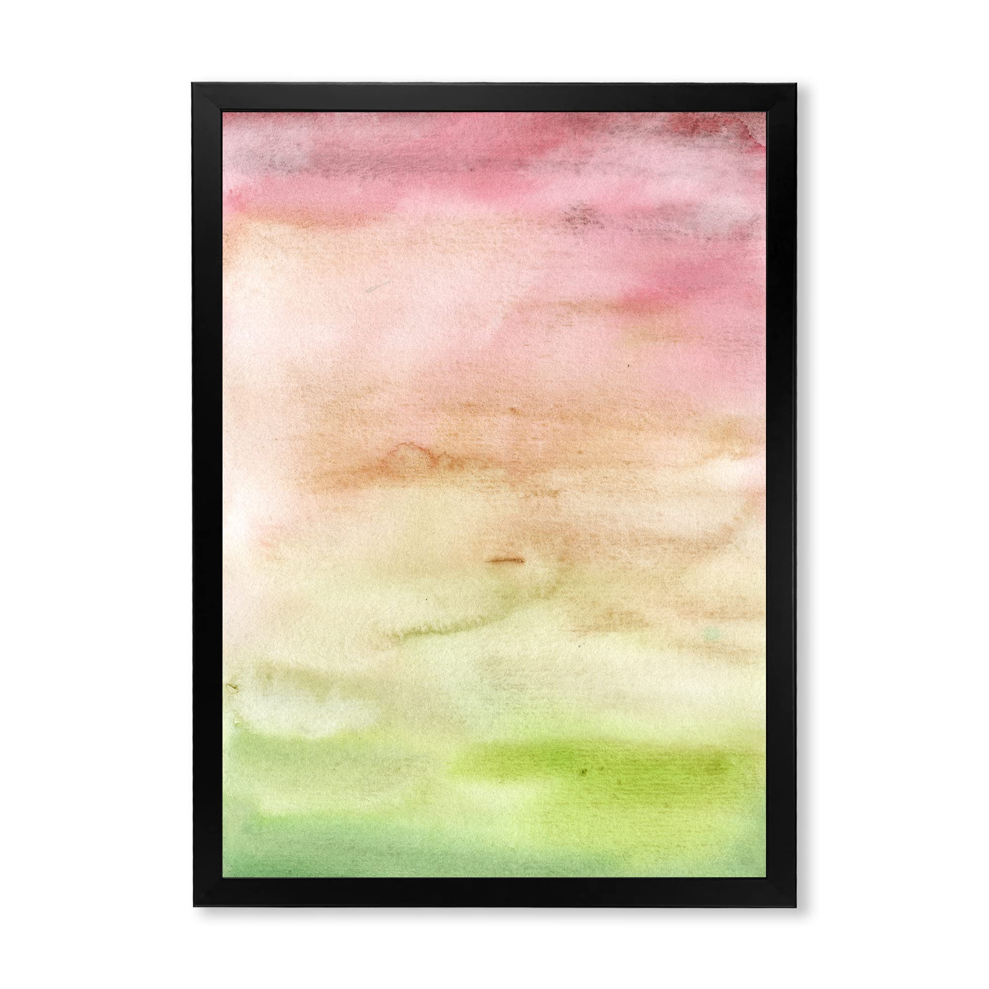 Abstract Sunset Wall Art - Pink Beige & Green Modern Framed Painting for Living Room, Bedroom & Office Decor | Contemporary Home & Office Wall Decor