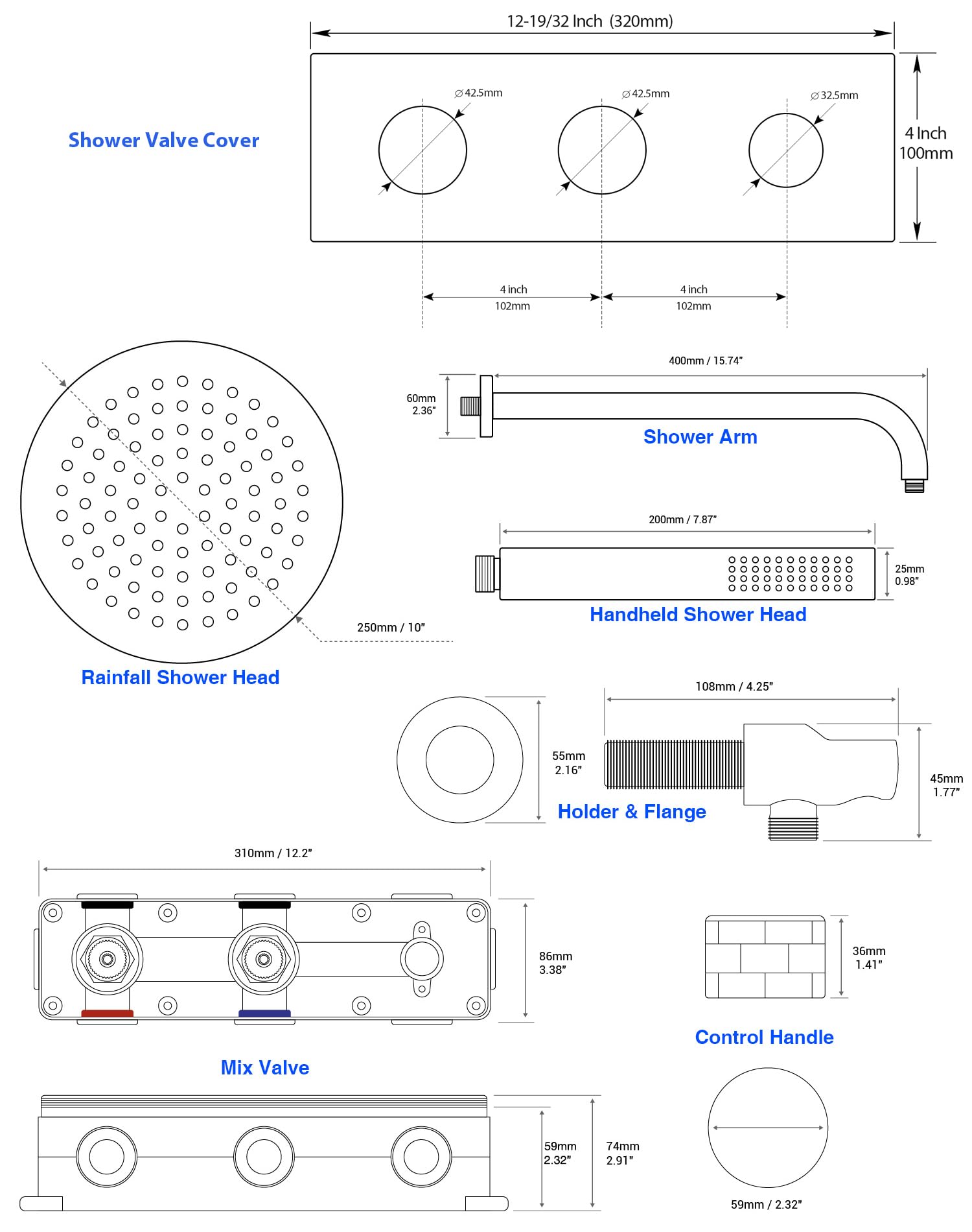 TRUSTMI 10 Inch Rainfall Shower System - Matte Black Brass Round Rain Shower Head with Handheld Shower Faucet Set (Includes Rough-In Valve) - Perfect for Modern Bathroom, Spa-Like Shower Experience & Luxury Home Renovation