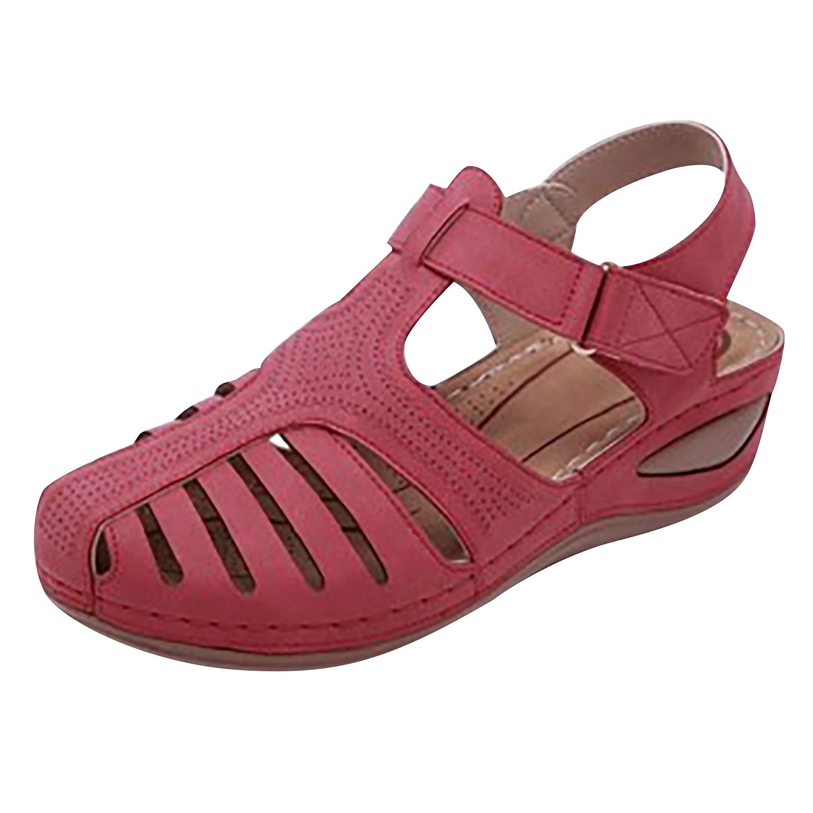 Women's Comfortable Closed Toe Hollow Sandals - Casual Low Wedge Cutout Flats for Walking, Driving & Outdoor Activities | Perfect for Summer, Beach & Travel