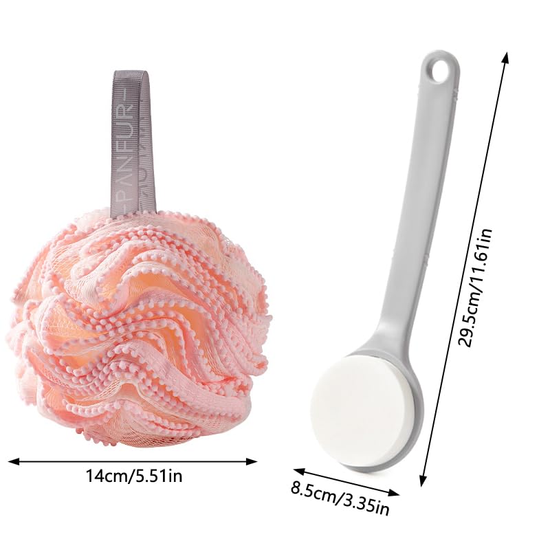 2Pcs Long Handle Sunscreen & Lotion Applicator - Multi-Function Back & Body Cream Spreader, Shower Brush for Easy Self-Application - Perfect for Hard-to-Reach Areas, Sun Protection & Moisturizing at Home or Travel