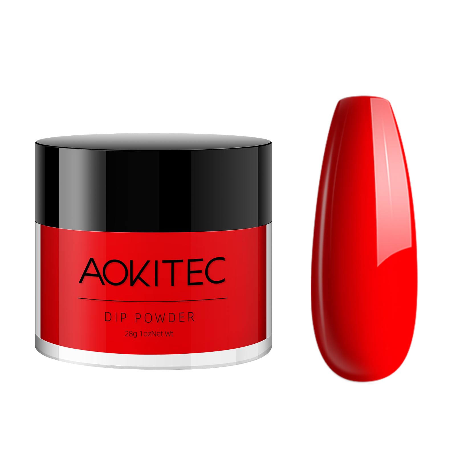 Aokitec Classic Red Nail Dipping Powder - 1oz Odor-Free & Long-Lasting French Manicure System for Salon & DIY Home Nail Art | Perfect for Christmas, Parties & Special Occasions