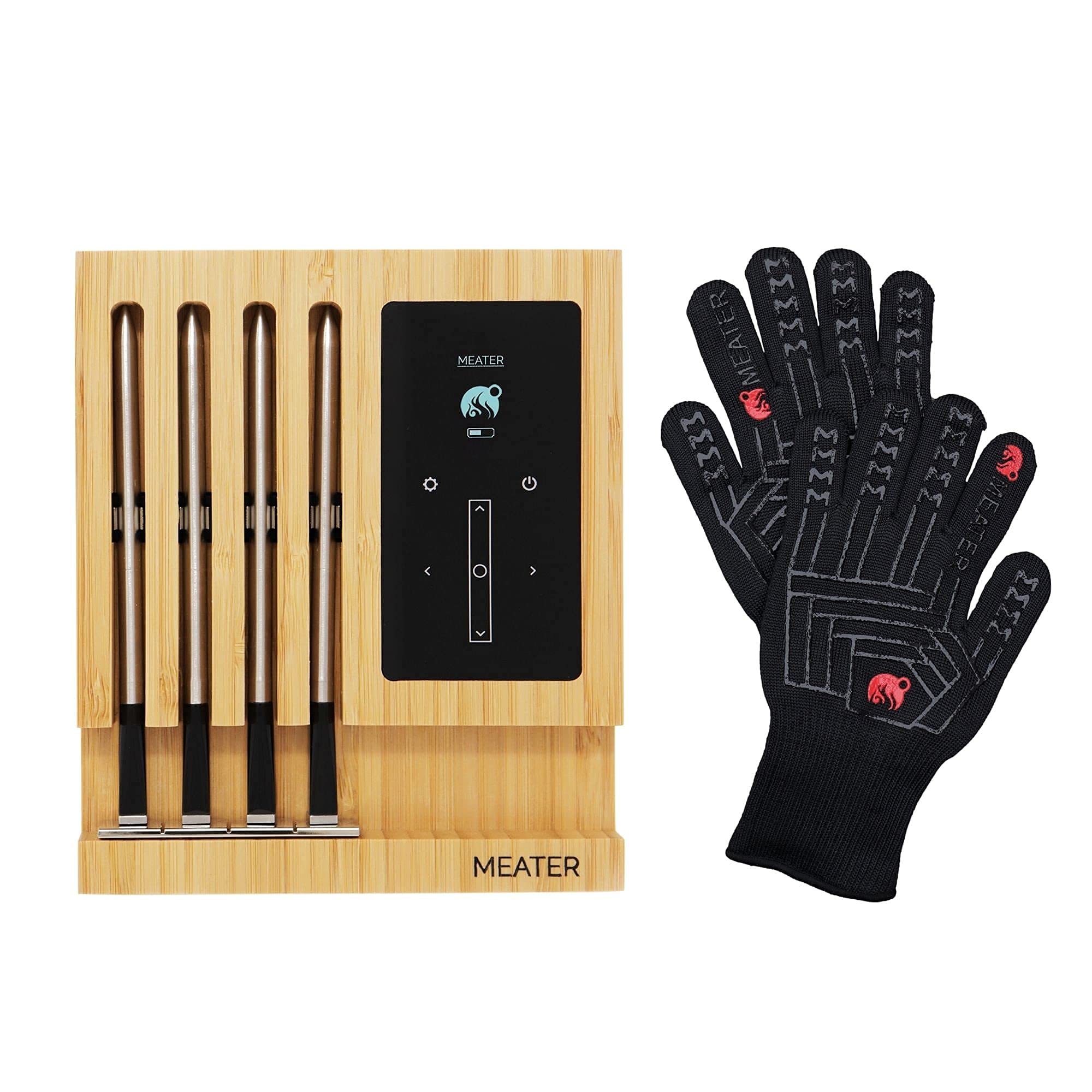 MEATER Block & BBQ Mitts Bundle - Premium WiFi Smart Meat Thermometer with Heat Resistant Gloves | Bluetooth to WiFi Range Extender | Perfect for Grilling, BBQ, Smoking, Rotisserie & Oven Cooking | Indoor & Outdoor Kitchen Use
