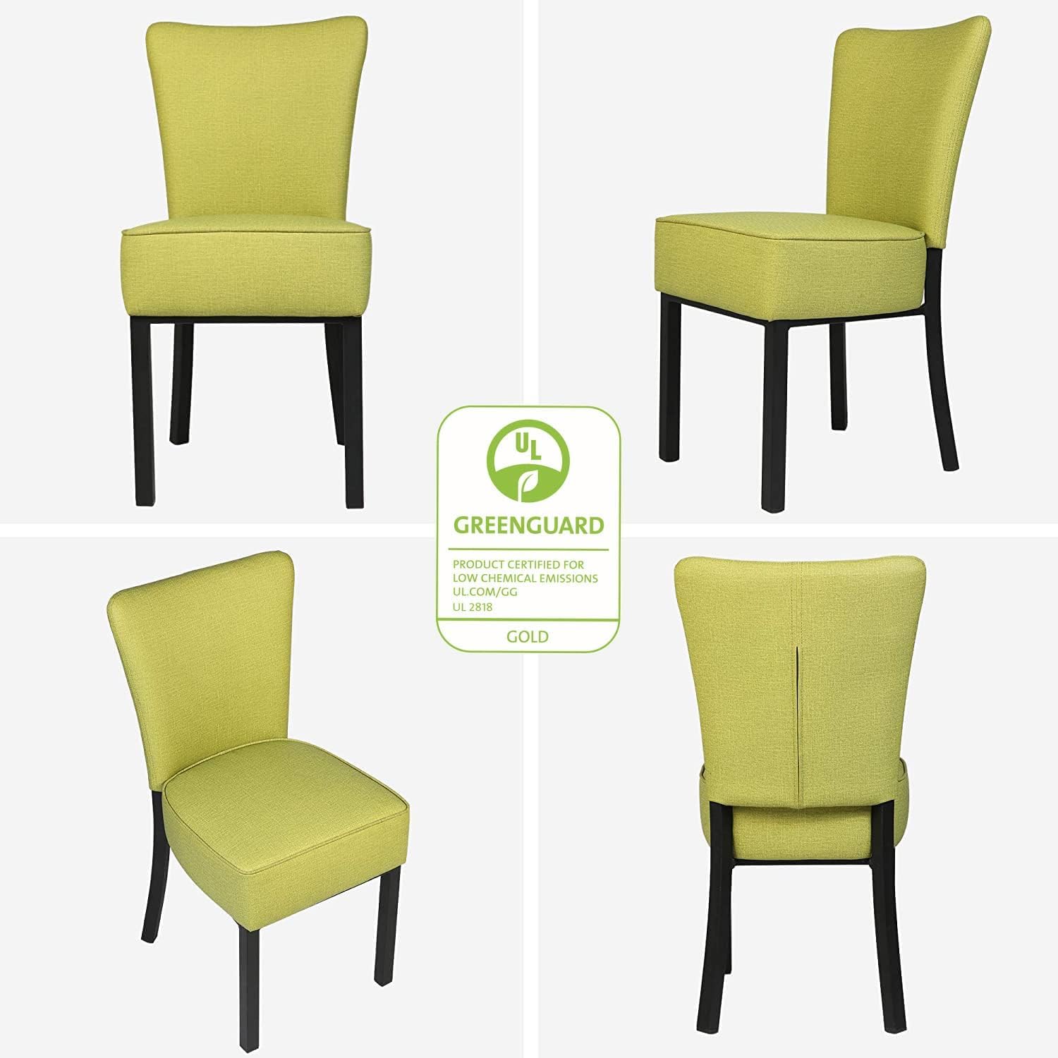 LUCKYERMORE 2-Pack Upholstered Dining Chairs - Armless PU Leather Parsons Chairs with Tall Backrest & 5