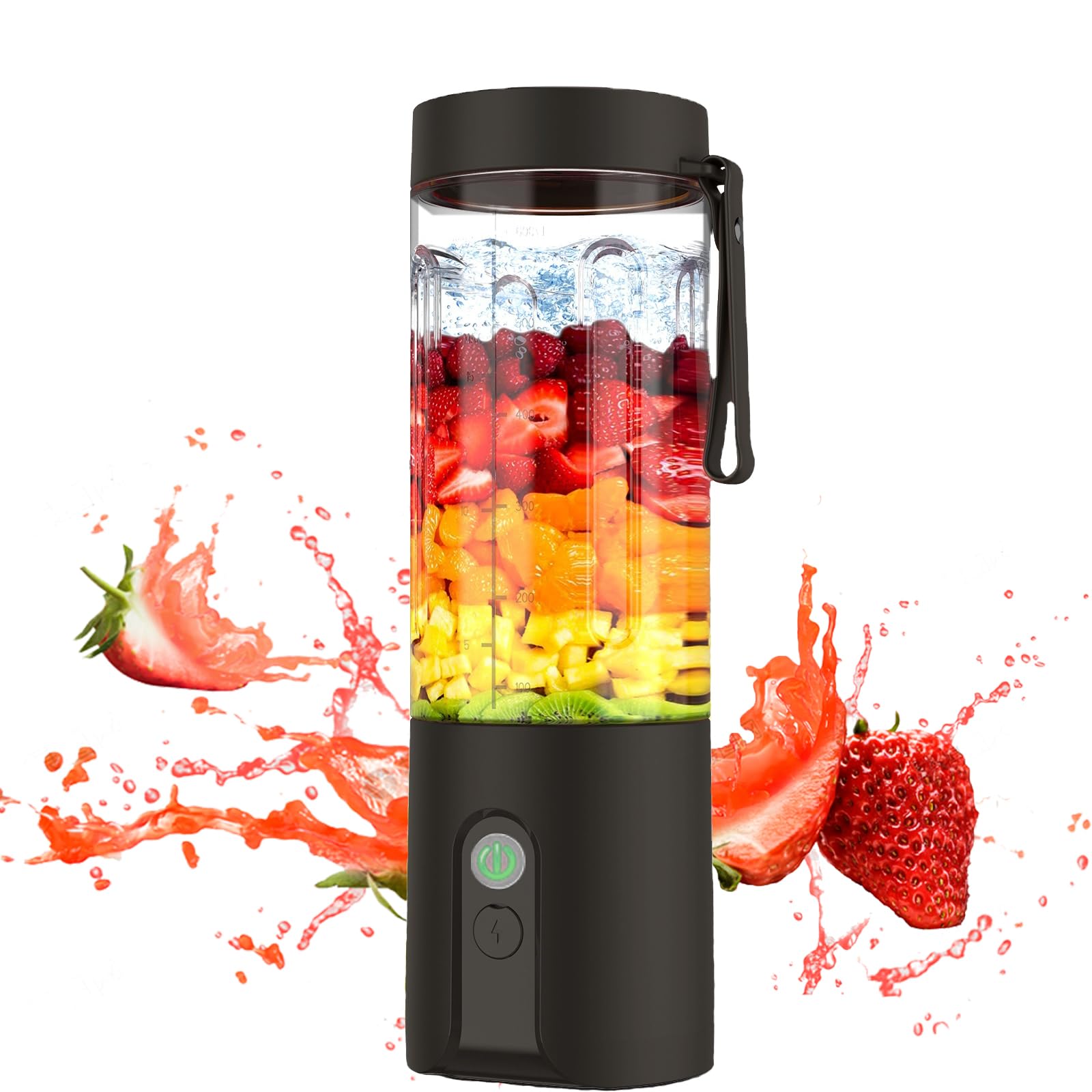 Portable Mini Blender for Smoothies & Shakes - USB-C Rechargeable Travel Blender with Stainless Steel Blade, Self-Cleaning & Quiet Operation - Perfect for Gym, Office, Travel & Home Use