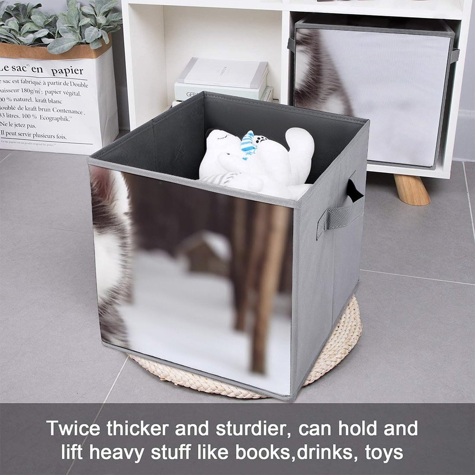 6-Pack Adorable Huskies Collapsible Storage Bins with Handles - Large Closet Organizer, Foldable Fabric Storage Baskets for Clothes, Toys & Home Organization - Perfect for Bedroom, Nursery & Laundry Room Storage