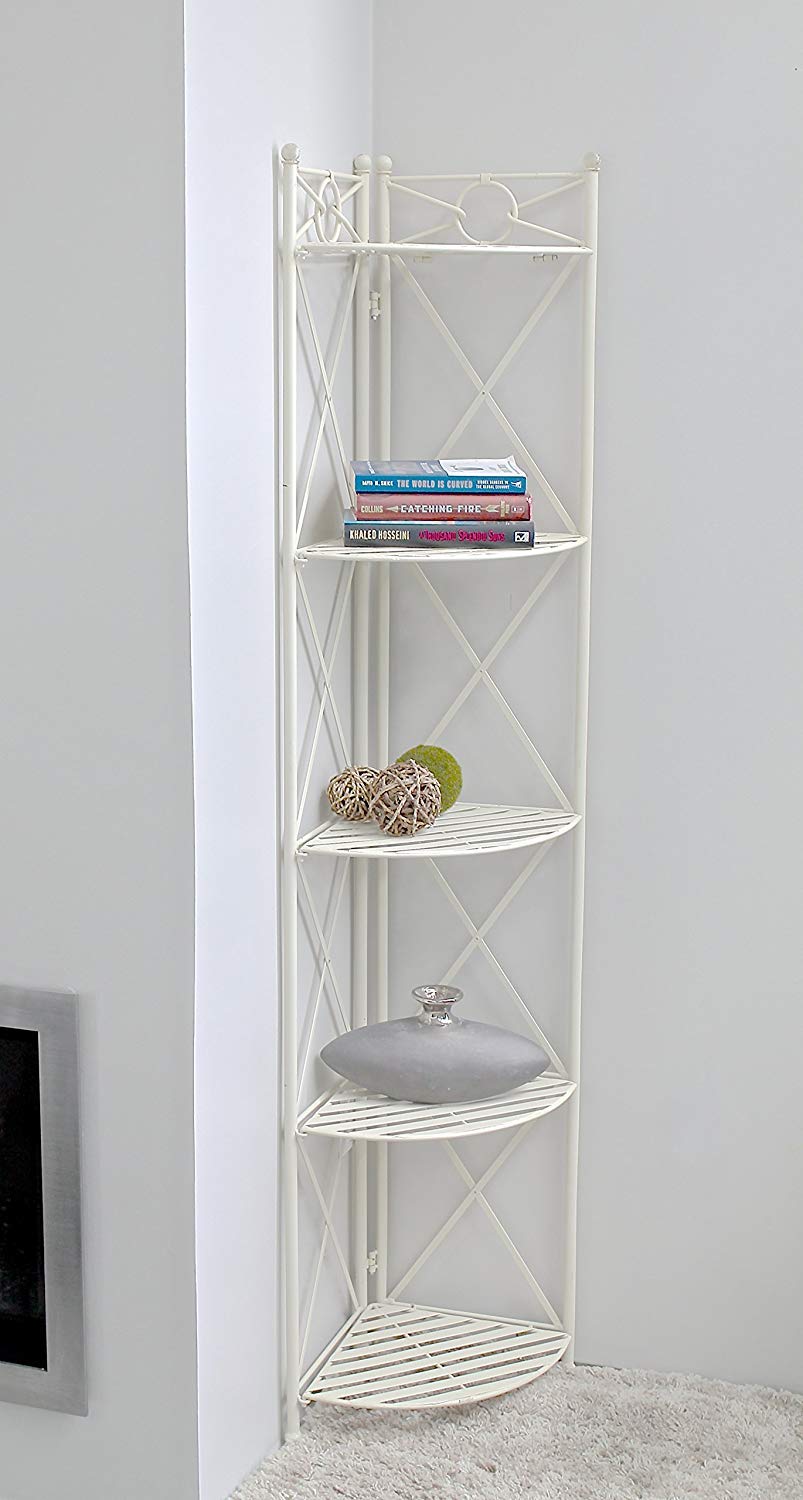 5-Tier Heavy Duty Iron Corner Shelf Rack for Indoor & Outdoor Use - Perfect for Kitchen, Bathroom, Garage, and Garden Storage Organization
