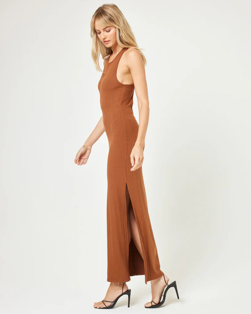 L*Space Women's Francesca Maxi Dress - Coffee Brown | Flowy Long Summer Dress for Beach, Vacation & Casual Wear