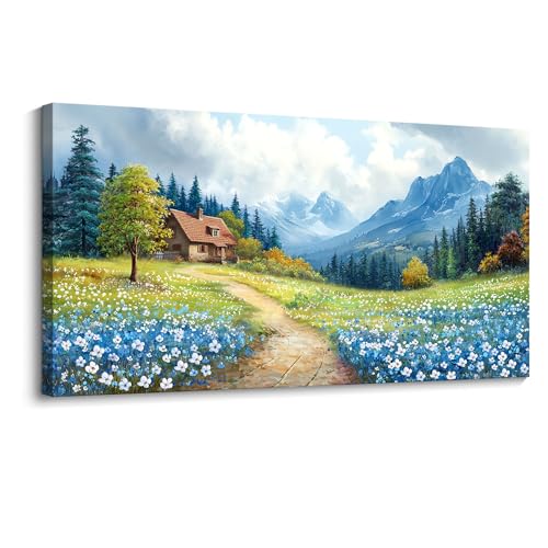 blue country cottage wall art