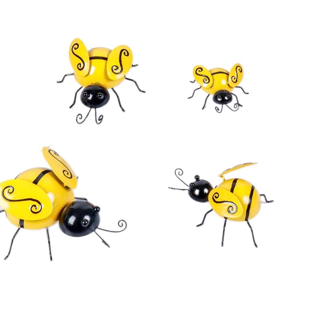CeFurisy 3D Metal Wall Art - 4Pcs Iron Bee Sculpture Hanging Decor for Indoor, Outdoor, Garden, Yard & Lawn - Inspirational Home & Office Decoration for Nature Lovers
