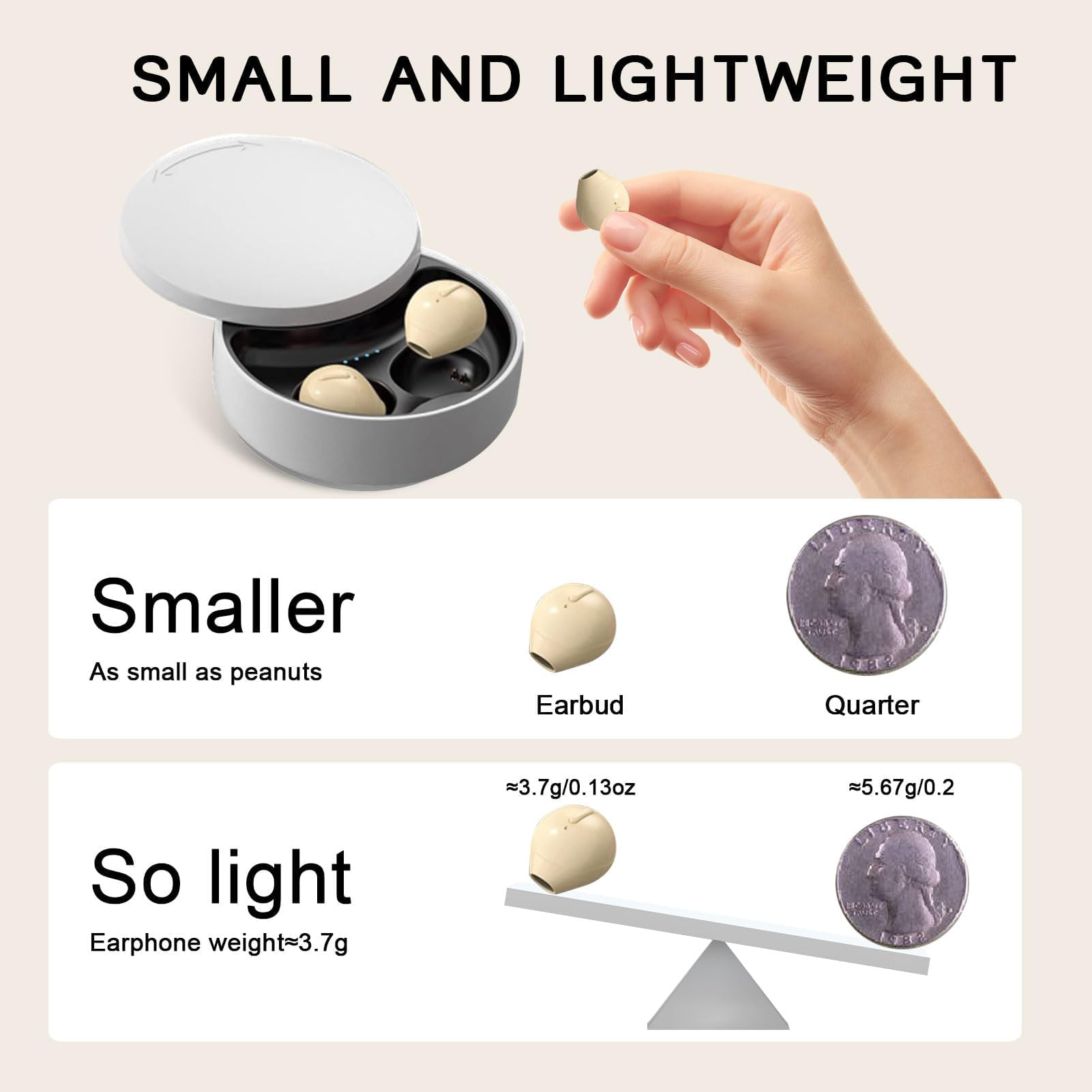 Smallest Invisible Bluetooth Earbuds - Mini Wireless Earbuds for Work & Sleep, Discreet True Wireless Earpiece with Charging Case - Perfect for Small Ears, Office Calls, and Comfortable Sleeping