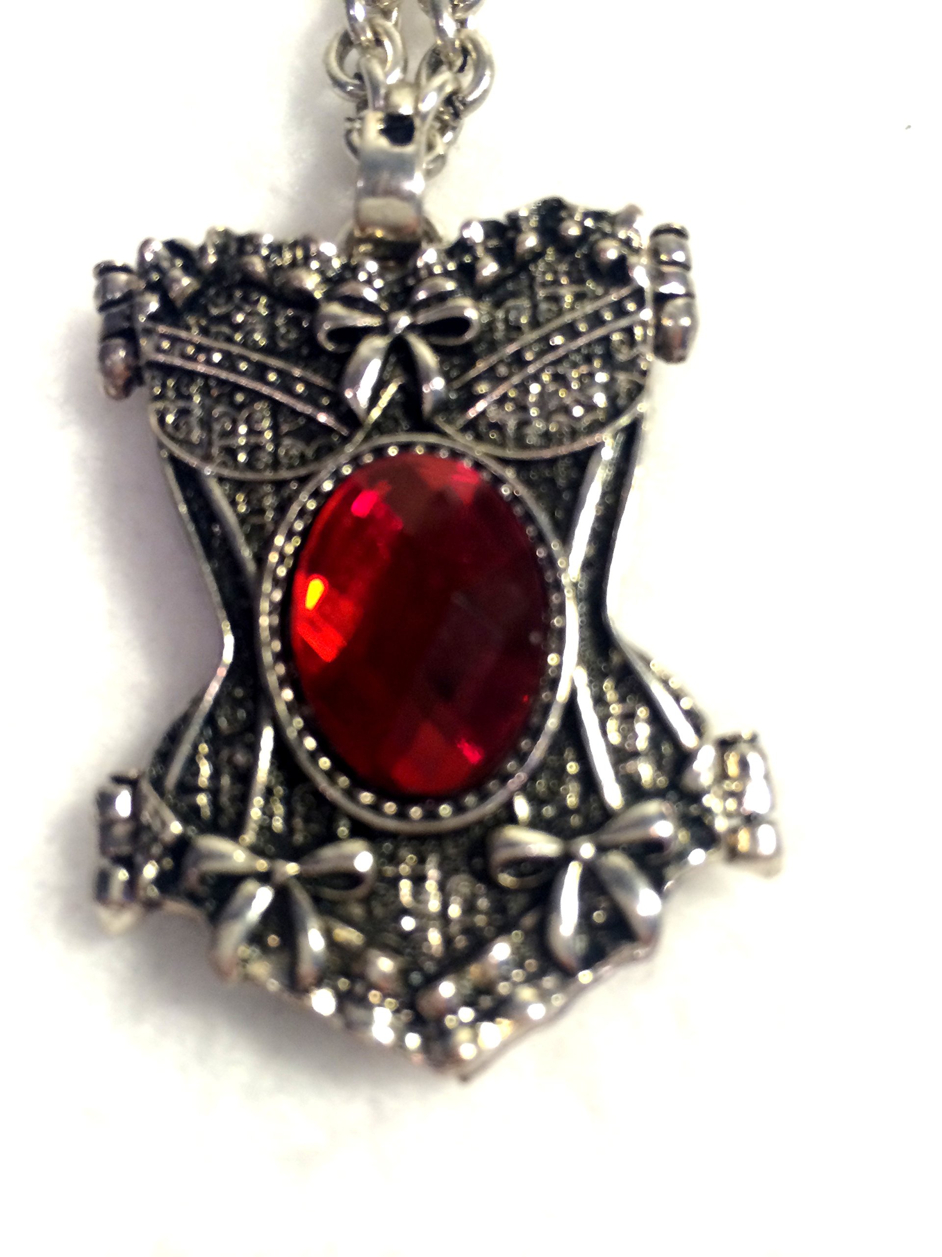 Red Stone Corset Necklace Punk - Gothic Choker with Adjustable Chain for Women | Perfect for Halloween, Cosplay, and Alternative Fashion